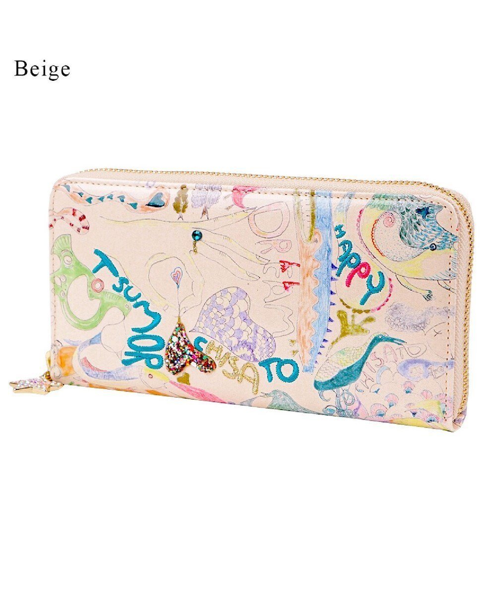 【ツモリチサト キャリー/tsumori chisato CARRY】のハッピースタッフ ラウンドファスナー長財布 インテリア・キッズ・メンズ・レディースファッション・服の通販 founy(ファニー) 　ファッション　Fashion　レディースファッション　Fashion for Women　ミニ財布・二つ折り財布　Wallets & Card Cases　プリント　Print, Printed Pattern　ラウンド　Round, Round Neck　財布　Wallet, Purse　ベージュ|ID: prp329100004843454 ipo3291000000035299016