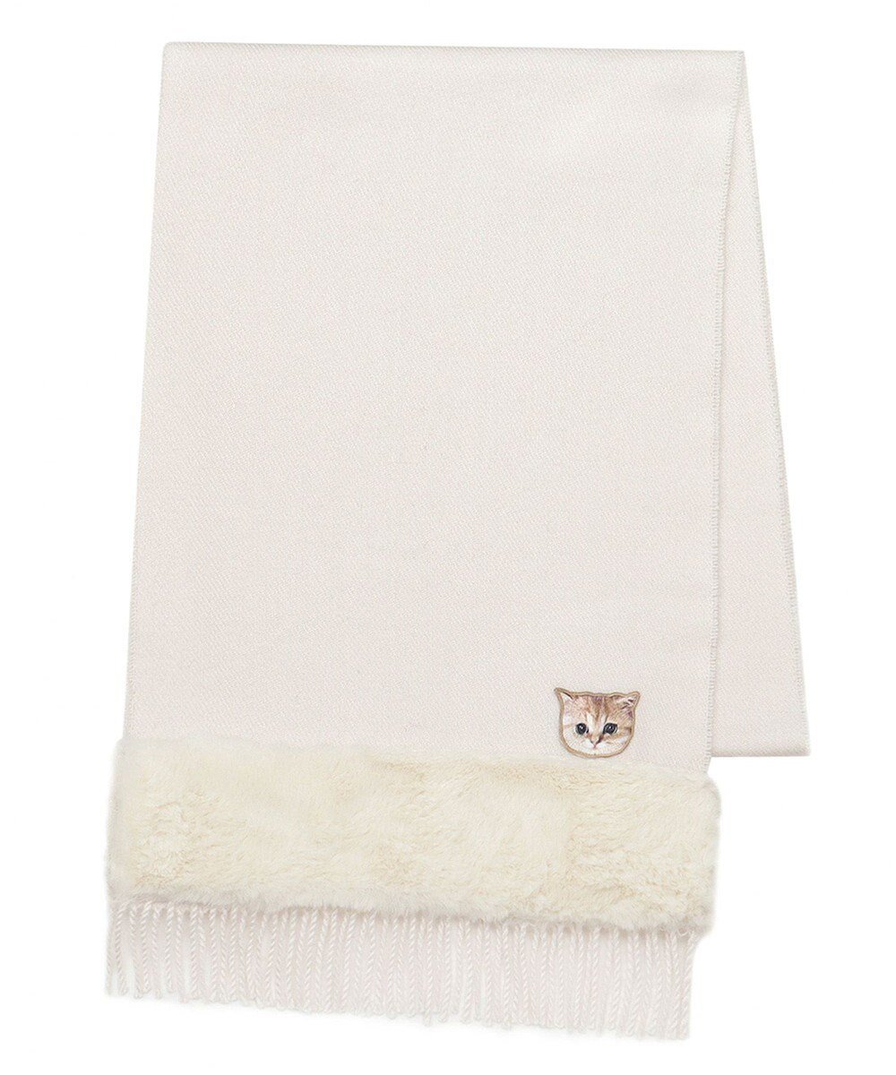 【ムーンバット/MOONBAT】のPAUL JOE ACCESSOIRES ヌネットワッペン×ファームースタッチマフラー(パッケージ入り) インテリア・キッズ・メンズ・レディースファッション・服の通販 founy(ファニー) 　ファッション　Fashion　レディースファッション　Fashion for Women　マフラー・スヌード / 冬小物の定番　Scarves & Mufflers　アニマル　Animal Print　コレクション　Collection, Seasonal Line　シンプル　Simple, Minimal　スヌード　Snood, Infinity Scarf　猫　Cat, Kitty　パターン　Pattern, Design Print　フェイクファー　Faux Fur, Imitation Fur　フラワー　Flower, Floral　プリント　Print, Printed Pattern　マフラー　Scarf, Muffler　モチーフ　Motif, Design Theme　無地　Plain, Solid Color　A/W・秋冬　Autumn/Winter　オフホワイト|ID: prp329100004843471 ipo3291000000035299509
