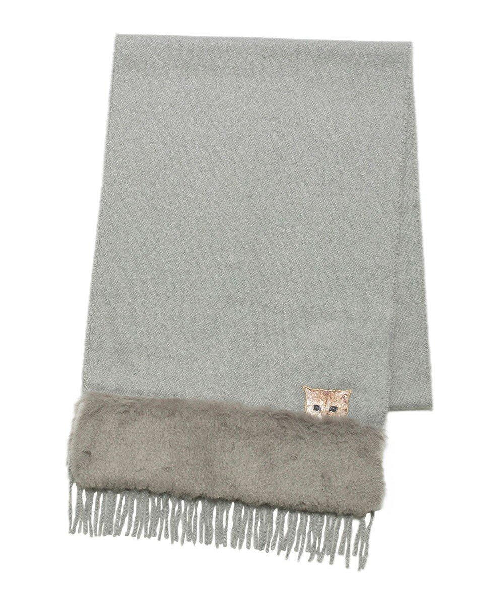 【ムーンバット/MOONBAT】のPAUL JOE ACCESSOIRES ヌネットワッペン×ファームースタッチマフラー(パッケージ入り) インテリア・キッズ・メンズ・レディースファッション・服の通販 founy(ファニー) 　ファッション　Fashion　レディースファッション　Fashion for Women　マフラー・スヌード / 冬小物の定番　Scarves & Mufflers　アニマル　Animal Print　コレクション　Collection, Seasonal Line　シンプル　Simple, Minimal　スヌード　Snood, Infinity Scarf　猫　Cat, Kitty　パターン　Pattern, Design Print　フェイクファー　Faux Fur, Imitation Fur　フラワー　Flower, Floral　プリント　Print, Printed Pattern　マフラー　Scarf, Muffler　モチーフ　Motif, Design Theme　無地　Plain, Solid Color　A/W・秋冬　Autumn/Winter　グレー|ID: prp329100004843471 ipo3291000000035299516