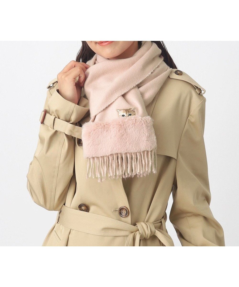 【ムーンバット/MOONBAT】のPAUL JOE ACCESSOIRES ヌネットワッペン×ファームースタッチマフラー(パッケージ入り) インテリア・キッズ・メンズ・レディースファッション・服の通販 founy(ファニー) 　ファッション　Fashion　レディースファッション　Fashion for Women　マフラー・スヌード / 冬小物の定番　Scarves & Mufflers　アニマル　Animal Print　コレクション　Collection, Seasonal Line　シンプル　Simple, Minimal　スヌード　Snood, Infinity Scarf　猫　Cat, Kitty　パターン　Pattern, Design Print　フェイクファー　Faux Fur, Imitation Fur　フラワー　Flower, Floral　プリント　Print, Printed Pattern　マフラー　Scarf, Muffler　モチーフ　Motif, Design Theme　無地　Plain, Solid Color　A/W・秋冬　Autumn/Winter　ペールピンク|ID: prp329100004843471 ipo3291000000035299521