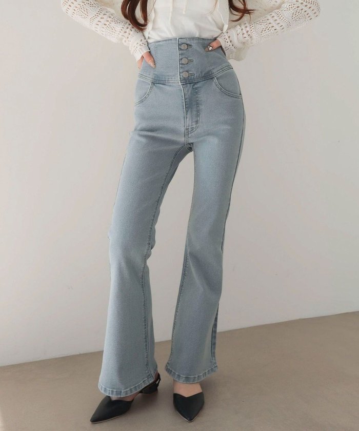 【ウィゴー/WEGO】の【ストレッチ/美脚/脚長シルエット/XSSMサイズ展開】ハイウエストストレッチフレアデニムパンツ インテリア・キッズ・メンズ・レディースファッション・服の通販 founy(ファニー) https://founy.com/ ファッション Fashion レディースファッション Fashion for Women パンツ Pants & Trousers デニムパンツ・ジーンズ・美脚デニム Denim Jeans & Pants 春 Spring 秋 Autumn クロップド Cropped, Short Length ショート Short, Short Length ストレッチ Stretch, Stretchy Fabric スマホ Smartphone, Mobile Device デニム Denim, Jeans Material トレンド Trend, Trending Now 人気 Popular, Best Seller フィット Fit, Slim Fit フレア Flare, Flared ベーシック Basic, Essential 冬 Winter / This Winter S/S・春夏 SS, Spring/Summer, Warm Season 夏 Summer |ID: prp329100004843545 ipo3291000000035301191