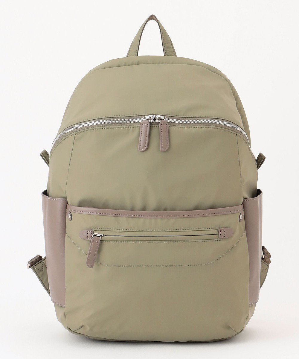 【イザック/Y'SACCS】の【ナイロンタフタ×リサイクルレザー】デイリーリュック インテリア・キッズ・メンズ・レディースファッション・服の通販 founy(ファニー) 　ファッション　Fashion　レディースファッション　Fashion for Women　バッグ　Bags　ショルダー　Shoulder, Shoulder Strap　シンプル　Simple, Minimal　スマート　Smart, Elegant　タフタ　Taffeta, Structured Fabric　トラベル　Travel, Travel Gear　人気　Popular, Best Seller　ポケット　Pocket, Pocket Detail　リュック　Backpack, Rucksack　カーキ|ID: prp329100004843582 ipo3291000000035635552