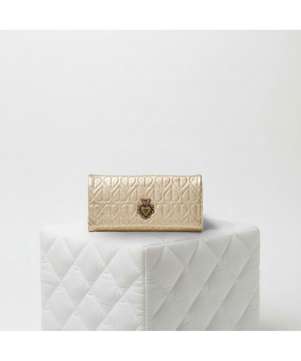 【アナスイ/ANNA SUI】のドリーミー かぶせ長財布 インテリア・キッズ・メンズ・レディースファッション・服の通販 founy(ファニー) 　ファッション　Fashion　レディースファッション　Fashion for Women　ミニ財布・二つ折り財布　Wallets & Card Cases　キルティング　Quilted, Quilting　クラシック　Classic, Timeless Style　財布　Wallet, Purse　定番　Standard, Basic Item　バタフライ　Butterfly, Butterfly Motif　フェミニン　Feminine, Girly　ブローチ　Brooch, Pin Brooch　エレガント 上品　Elegant　ギフト プレゼント　Gift / Present　ゴールド|ID: prp329100004843608 ipo3291000000036036490