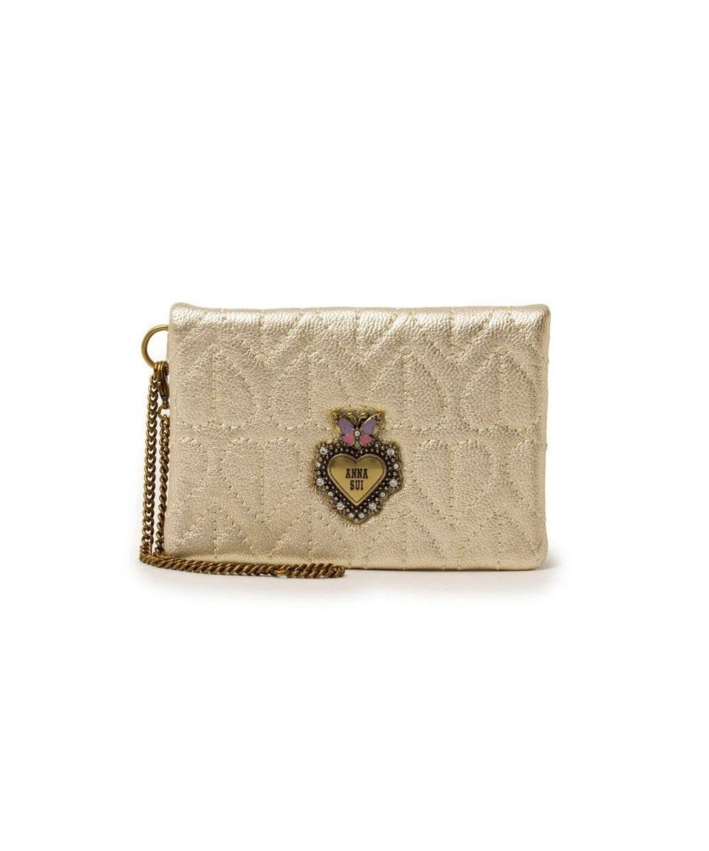 【アナスイ/ANNA SUI】のドリーミー 二面パスケース インテリア・キッズ・メンズ・レディースファッション・服の通販 founy(ファニー) 　ファッション　Fashion　レディースファッション　Fashion for Women　ミニ財布・二つ折り財布　Wallets & Card Cases　キルティング　Quilted, Quilting　クラシック　Classic, Timeless Style　財布　Wallet, Purse　定番　Standard, Basic Item　バタフライ　Butterfly, Butterfly Motif　フェミニン　Feminine, Girly　ブローチ　Brooch, Pin Brooch　エレガント 上品　Elegant　ギフト プレゼント　Gift / Present　ゴールド|ID: prp329100004843613 ipo3291000000035302332