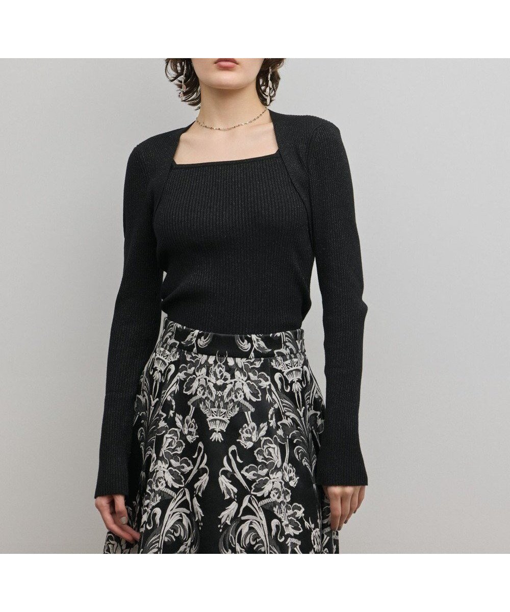 【グレース コンチネンタル/GRACE CONTINENTAL】のスクエアリブニットトップ インテリア・キッズ・メンズ・レディースファッション・服の通販 founy(ファニー) 　ファッション　Fashion　レディースファッション　Fashion for Women　トップス・カットソー　Cut & Sew Tops　ニット　Knit Tops & Sweaters　インナー　Innerwear　シンプル　Simple, Minimal　ジャケット　Jacket, Outerwear　セーター　Sweater, Knitwear　フィット　Fit, Slim Fit　ホリデーシーズン　Holiday Season　A/W・秋冬　Autumn/Winter　ブラック|ID: prp329100004843625 ipo3291000000036260304