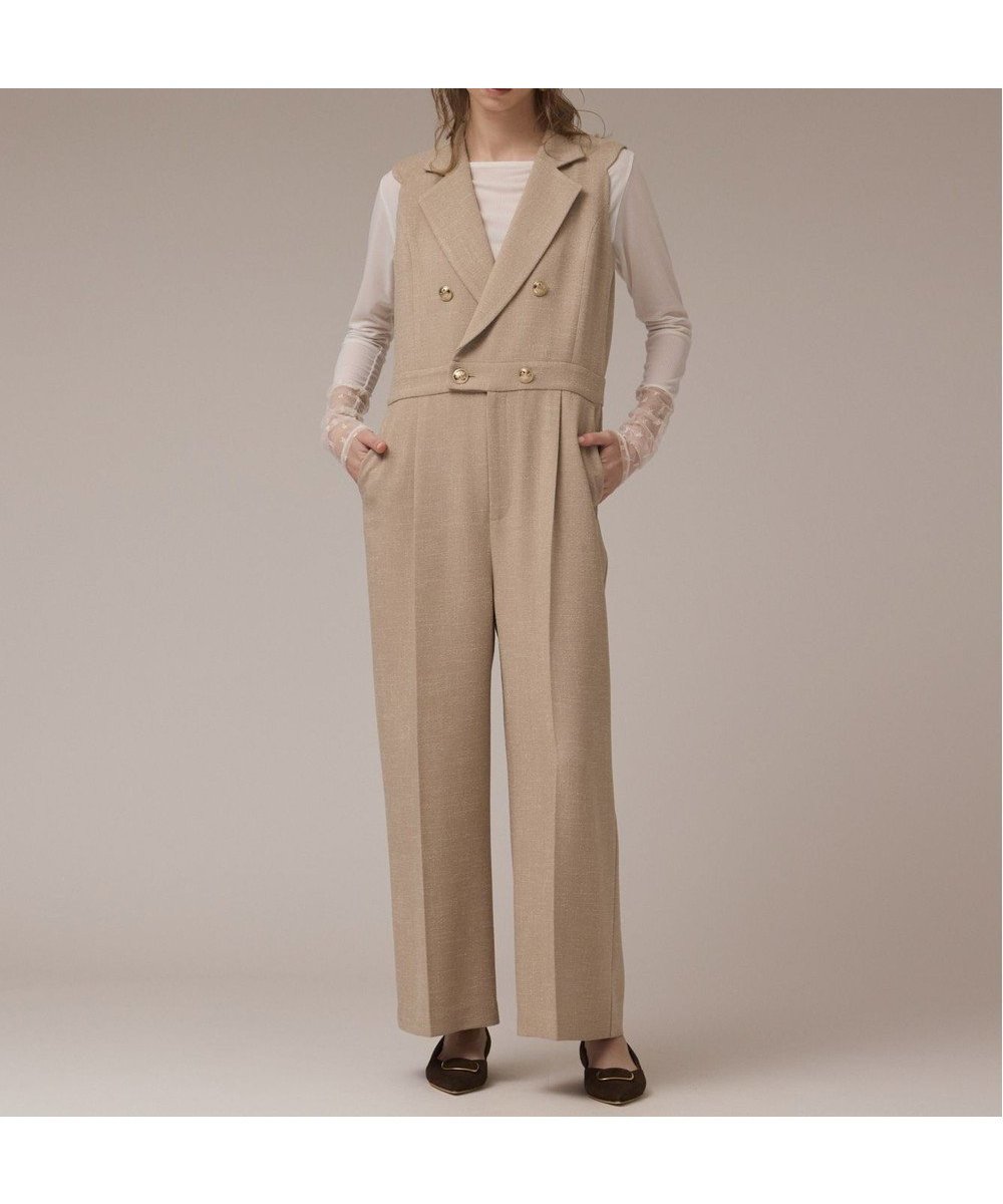 【グレース コンチネンタル/GRACE CONTINENTAL】のツイードテーラーサロペット インテリア・キッズ・メンズ・レディースファッション・服の通販 founy(ファニー) 　ファッション　Fashion　レディースファッション　Fashion for Women　ワンピース　Dresses　オールインワン・ワンピース　Dresses and Jumpsuits　サロペット&オールインワン　Dungarees & Jumpsuit Styles　サマー　Summer, Summer Style　サロペット　Overalls, Salopette　ストレート　Straight, Straight Cut　スリーブ　Sleeve, Long Sleeve / Short Sleeve　センター　Center, Center Line　ツイード　Twill, Twill Weave　テーラード　Tailored, Tailored Fit　ネップ　Nepp, Slub Yarn　ハイネック　High Neck, Mock Neck　メタル　Metal, Metal Parts　ロング　Long, Long-Length　夏　Summer　定番　Standard, Basic Item　春　Spring　S/S・春夏　SS, Spring/Summer, Warm Season　秋　Autumn　ベージュ|ID: prp329100004843780 ipo3291000000035467530
