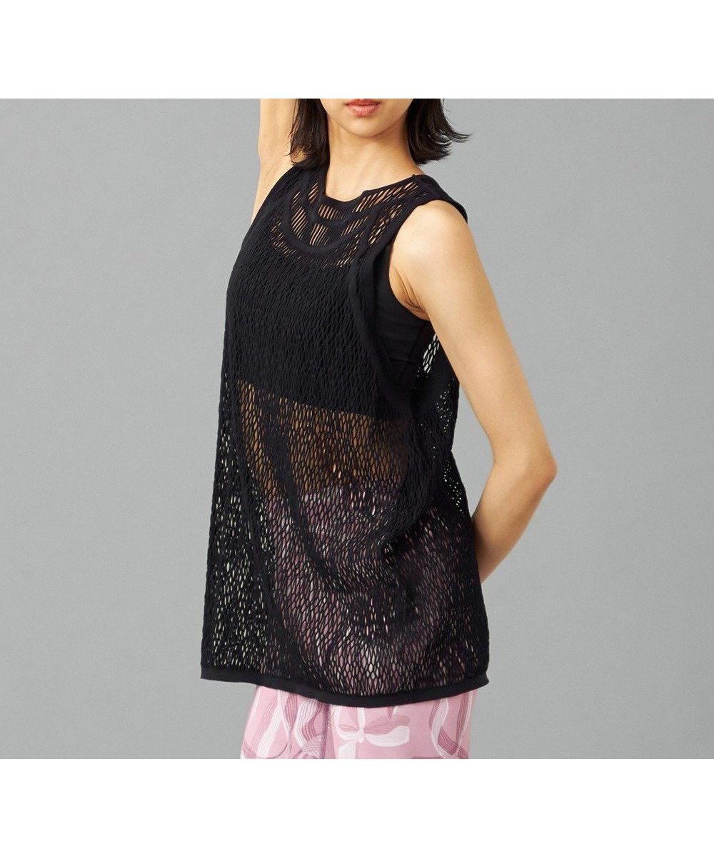 【チャコット/Chacott】の【ノーソーイングニット】ランダムメッシュニットタンクトップ インテリア・キッズ・メンズ・レディースファッション・服の通販 founy(ファニー) 　ファッション　Fashion　レディースファッション　Fashion for Women　トップス・カットソー　Cut & Sew Tops　ニット　Knit Tops & Sweaters　エレガント 上品　Elegant　ショート　Short, Short Length　シンプル　Simple, Minimal　スタイリッシュ　Stylish, Fashionable　ストレッチ　Stretch, Stretchy Fabric　テクスチャー　Texture, Textured Fabric　デニム　Denim, Jeans Material　フィット　Fit, Slim Fit　メッシュ　Mesh, Net Fabric　リラックス　Relax, Relaxed Fit　おすすめ　Recommended / Our Picks　ブラック|ID: prp329100004843794 ipo3291000000035790008