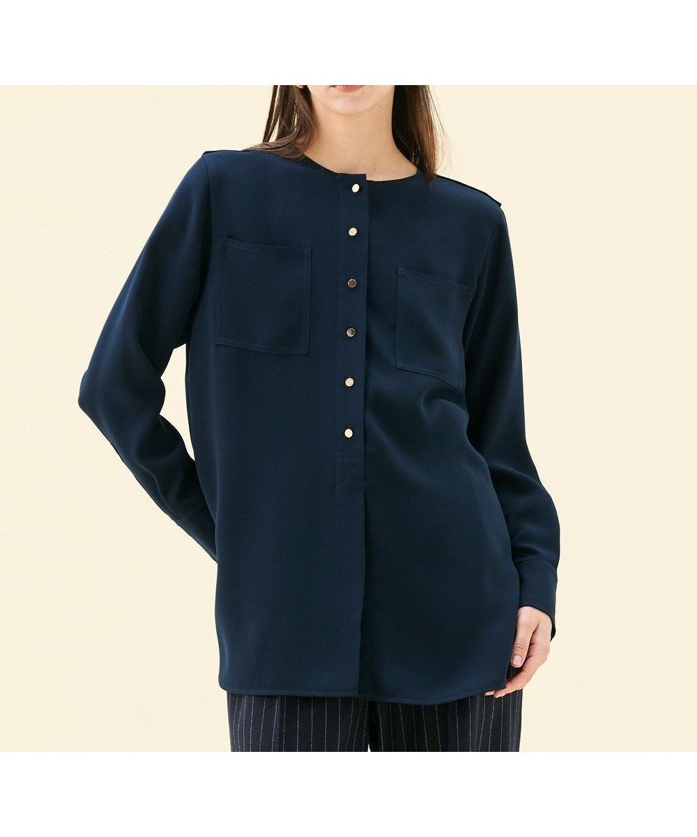 【ベイジ,/BEIGE,】の【WEB限定・洗える】CLARION / ゴールド釦クルーネックブラウス インテリア・キッズ・メンズ・レディースファッション・服の通販 founy(ファニー) 　ファッション　Fashion　レディースファッション　Fashion for Women　トップス・カットソー　Cut & Sew Tops　シャツ・ブラウス・オフィスカジュアル　Elegant Blouses & Button-Ups　夏　Summer　S/S・春夏　SS, Spring/Summer, Warm Season　洗える　Machine Washable　A/W・秋冬　Autumn/Winter　Navy|ID: prp329100004843816 ipo3291000000035518858