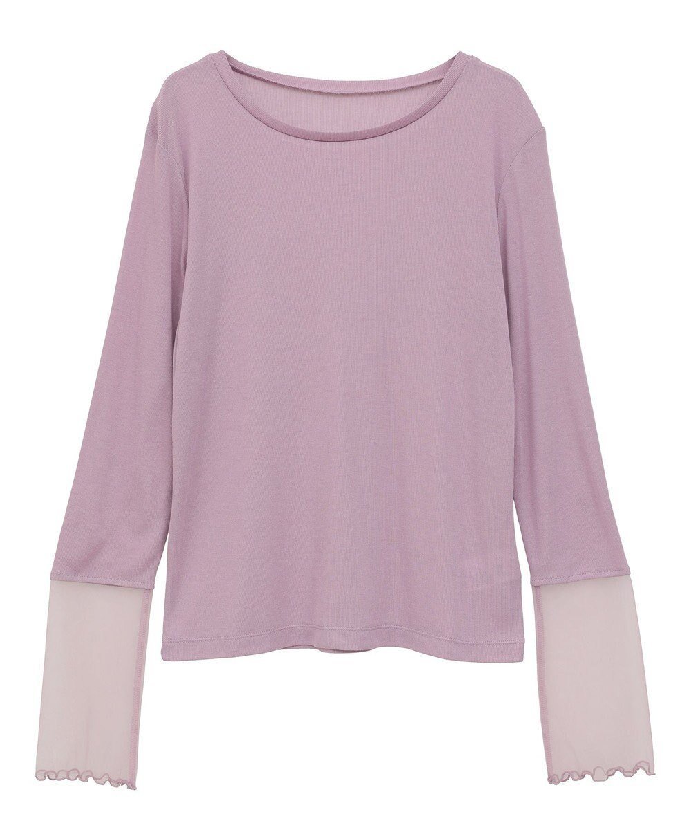 【アースミュージックアンドエコロジー/earth music&ecology】のシアースリーブプルオーバー インテリア・キッズ・メンズ・レディースファッション・服の通販 founy(ファニー) 　ファッション　Fashion　レディースファッション　Fashion for Women　トップス・カットソー　Cut & Sew Tops　シャツ・ブラウス・オフィスカジュアル　Elegant Blouses & Button-Ups　ロングTシャツ・Tシャツ　Longline T-Shirts & Tees　カジュアルプルオーバー・ニットトップス　Pullovers & Knit Tops / Casual Pullovers　カットソー・ベーシックTシャツ　Cut-and-Sewn Tops / Stretch Tees & Basics　おすすめ　Recommended / Our Picks　カットソー　Cut and Sewn Top　シアー　Sheer, See-Through　シンプル　Simple, Minimal　ジャケット　Jacket, Outerwear　ドッキング　Docking, Mixed Material　フィット　Fit, Slim Fit　ボトム　Bottoms, Lower Wear　ポケット　Pocket, Pocket Detail　A/W・秋冬　Autumn/Winter　Lavender|ID: prp329100004843860 ipo3291000000035676544