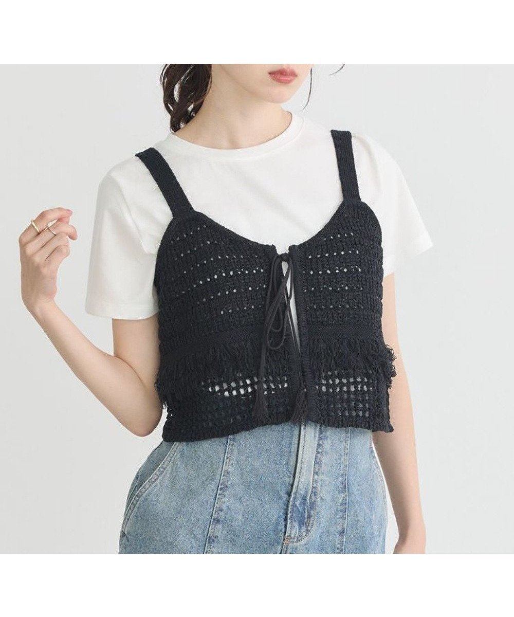 【アースミュージックアンドエコロジー/earth music&ecology】のフリンジニットビスチェ インテリア・キッズ・メンズ・レディースファッション・服の通販 founy(ファニー) ファッション Fashion レディースファッション Fashion for Women アウター Coat / Outerwear Collection トップス・カットソー Cut & Sew Tops ニット Knit Tops & Sweaters ベスト&ジレ / 重ね着スタイル Vests & Gilets ビスチェ Bustiers & Corset Tops / Layered Bustier Style おすすめ Recommended / Our Picks ショルダー Shoulder, Shoulder Strap フェミニン Feminine, Girly ベスト Vest, Waistcoat ポケット Pocket, Pocket Detail ラウンド Round, Round Neck 今季 This Season, Current Season A/W・秋冬 Autumn/Winter Black|ID: prp329100004843861 ipo3291000000035306900