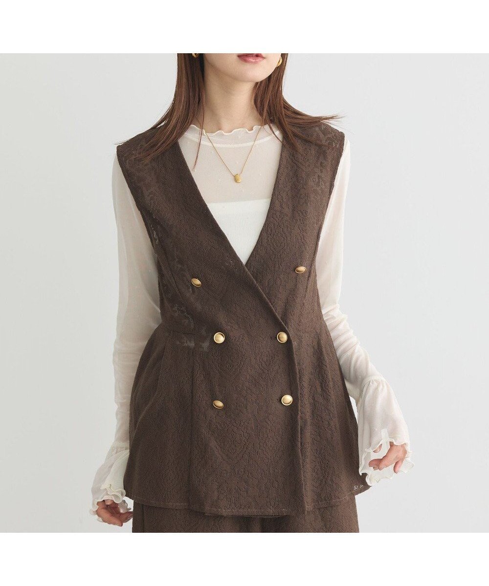 【アースミュージックアンドエコロジー/earth music&ecology】のレースジレ 人気、トレンドファッション・服の通販 founy(ファニー) ファッション Fashion レディースファッション Fashion for Women アウター Coat / Outerwear Collection トップス・カットソー Cut & Sew Tops ベスト&ジレ / 重ね着スタイル Vests & Gilets おすすめ Recommended / Our Picks エレガント 上品 Elegant セットアップ Set-Up, Coordinated Outfit ダブル Double, Double-Breasted ベスト Vest, Waistcoat ポケット Pocket, Pocket Detail レース Lace, Lace Fabric A/W・秋冬 Autumn/Winter other-1|ID: prp329100004843949 ipo3291000000036244708