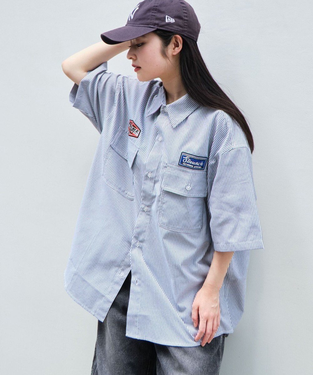 【ウィゴー/WEGO】の【ユニセックス着用ITEM/MLサイズ展開】オックスフォードワッペンシャツ(SS) インテリア・キッズ・メンズ・レディースファッション・服の通販 founy(ファニー) 　ファッション　Fashion　レディースファッション　Fashion for Women　トップス・カットソー　Cut & Sew Tops　シャツ・ブラウス・オフィスカジュアル　Elegant Blouses & Button-Ups　春　Spring　カーゴパンツ　Cargo Pants, Utility Pants　グラフィック　Graphic, Graphic Design　ストライプ　Stripe, Striped Pattern　スマホ　Smartphone, Mobile Device　トレンド　Trend, Trending Now　ハーフ　Half, Half-Length　半袖　Short Sleeve, Half Sleeve　ミニスカート　Mini Skirt, Short Skirt　メンズ　Men's, Menswear　ワイド　Wide, Wide Fit　S/S・春夏　SS, Spring/Summer, Warm Season　おすすめ　Recommended / Our Picks　夏　Summer　ブラックストライプ|ID: prp329100004843976 ipo3291000000036261207