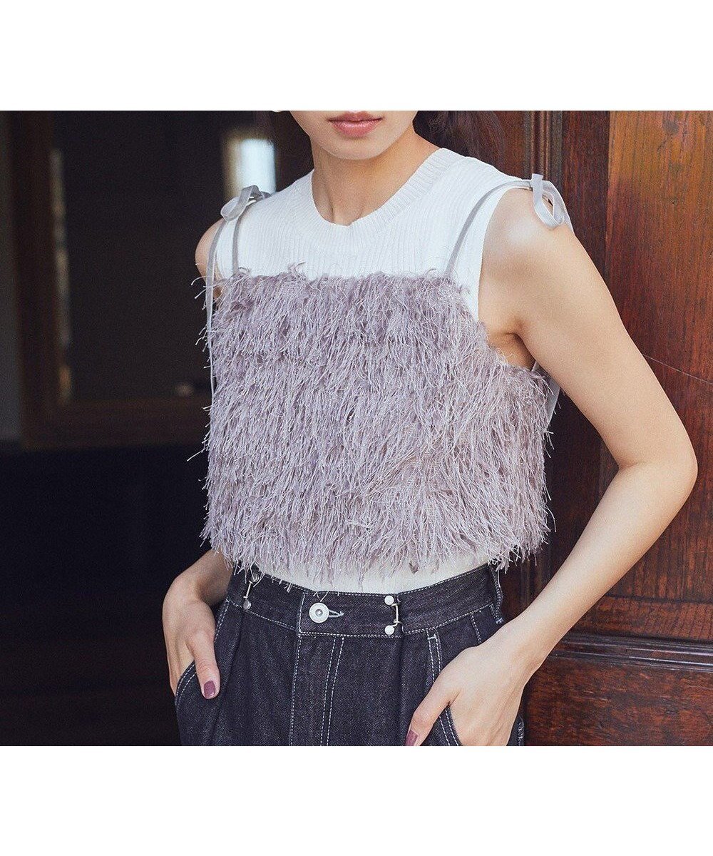 【アースミュージックアンドエコロジー/earth music&ecology】のラメミックスフェザービスチェ 人気、トレンドファッション・服の通販 founy(ファニー) 　ファッション　Fashion　レディースファッション　Fashion for Women　アウター　Coat / Outerwear Collection　トップス・カットソー　Cut & Sew Tops　ベスト&ジレ / 重ね着スタイル　Vests & Gilets　ビスチェ　Bustiers & Corset Tops / Layered Bustier Style　おすすめ　Recommended / Our Picks　シャーリング　Shirring, Ruched　ビスチェ　Bustier, Corset Top　フェザー　Feather, Feather Detail　ベスト　Vest, Waistcoat　ポケット　Pocket, Pocket Detail　リボン　Ribbon, Bow　A/W・秋冬　Autumn/Winter　 other-1|ID: prp329100004844020 ipo3291000000035309443