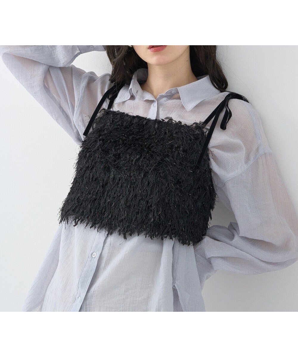 【アースミュージックアンドエコロジー/earth music&ecology】のラメミックスフェザービスチェ インテリア・キッズ・メンズ・レディースファッション・服の通販 founy(ファニー) 　ファッション　Fashion　レディースファッション　Fashion for Women　アウター　Coat / Outerwear Collection　トップス・カットソー　Cut & Sew Tops　ベスト&ジレ / 重ね着スタイル　Vests & Gilets　ビスチェ　Bustiers & Corset Tops / Layered Bustier Style　おすすめ　Recommended / Our Picks　シャーリング　Shirring, Ruched　ビスチェ　Bustier, Corset Top　フェザー　Feather, Feather Detail　ベスト　Vest, Waistcoat　ポケット　Pocket, Pocket Detail　リボン　Ribbon, Bow　A/W・秋冬　Autumn/Winter　Black|ID: prp329100004844020 ipo3291000000035309452