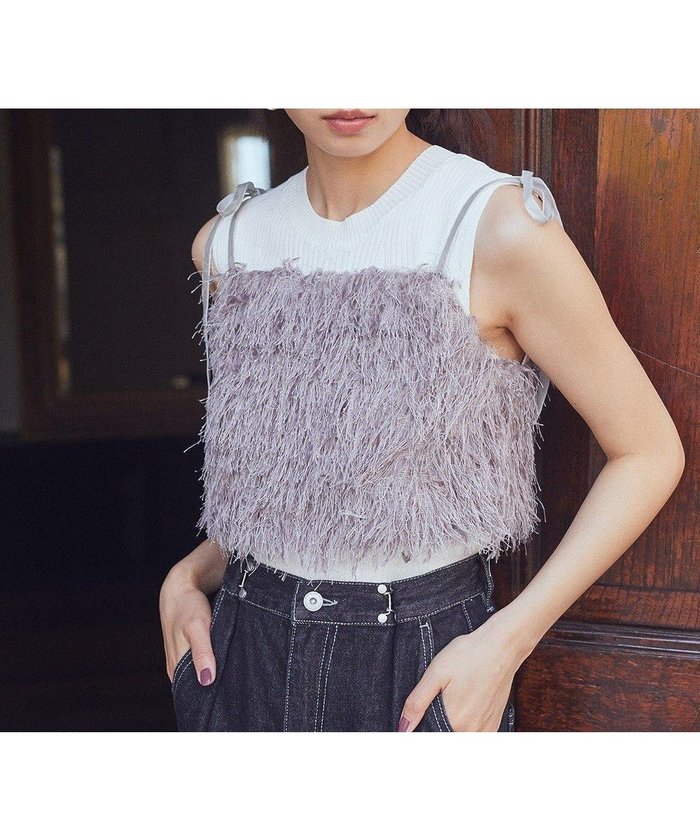 【アースミュージックアンドエコロジー/earth music&ecology】のラメミックスフェザービスチェ インテリア・キッズ・メンズ・レディースファッション・服の通販 founy(ファニー) https://founy.com/ ファッション Fashion レディースファッション Fashion for Women アウター Coat / Outerwear Collection トップス・カットソー Cut & Sew Tops ベスト&ジレ / 重ね着スタイル Vests & Gilets ビスチェ Bustiers & Corset Tops / Layered Bustier Style おすすめ Recommended / Our Picks シャーリング Shirring, Ruched ビスチェ Bustier, Corset Top フェザー Feather, Feather Detail ベスト Vest, Waistcoat ポケット Pocket, Pocket Detail リボン Ribbon, Bow A/W・秋冬 Autumn/Winter |ID: prp329100004844020 ipo3291000000036245385