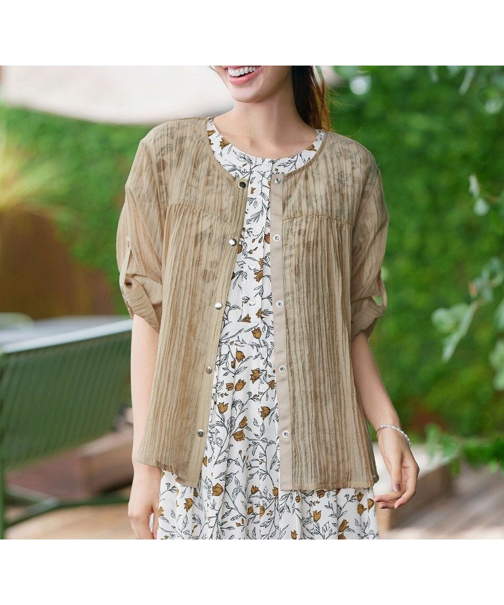 【ティアクラッセ/Tiaclasse】の【洗える】楊柳バックフリルブルゾン 人気、トレンドファッション・服の通販 founy(ファニー) 　ファッション　Fashion　レディースファッション　Fashion for Women　アウター　Coat / Outerwear Collection　レディースジャケット・軽アウター　Jackets　ブルゾンジャケット・スポーティアウター　Blouson Jackets　アクセサリー　Fashion Accessories　ウォッシャブル　Machine Washable　春　Spring　洗える　Machine Washable　秋　Autumn　カーディガン　Cardigan, Knitwear　シアー　Sheer, See-Through　ジャケット　Jacket, Outerwear　チュニック　Tunic, Long Top　ドット　Polka Dot, Dot Pattern　ノースリーブ　Sleeveless, No-Sleeve　フリル　Frill, Ruffle　ブルゾン　Blouson, Bomber Jacket　ポケット　Pocket, Pocket Detail　ロールアップ　Roll-Up, Cuffed Hem　S/S・春夏　SS, Spring/Summer, Warm Season　再入荷　Restock / Back in Stock　プチプライス・低価格　Affordable / Budget Price　おすすめ　Recommended / Our Picks　夏　Summer　エレガント 上品　Elegant　新作・新入荷　New Arrivals / New In　 other-1|ID: prp329100004844030 ipo3291000000035451119