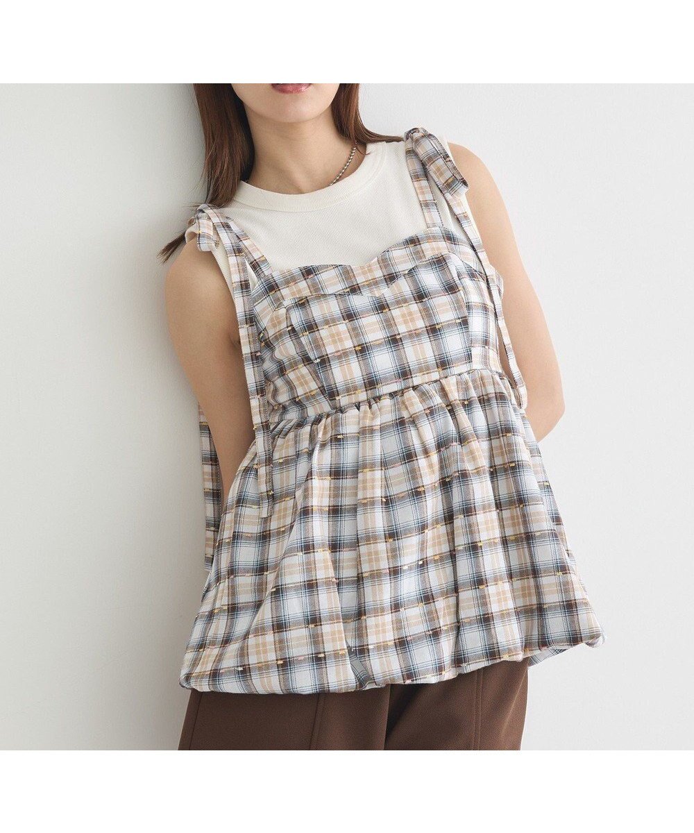 【アースミュージックアンドエコロジー/earth music&ecology】のチェックパターンバルーンキャミビスチェ インテリア・キッズ・メンズ・レディースファッション・服の通販 founy(ファニー) 　ファッション　Fashion　レディースファッション　Fashion for Women　アウター　Coat / Outerwear Collection　トップス・カットソー　Cut & Sew Tops　キャミソール&ノースリーブ　Camisoles & Sleeveless Tops　ベスト&ジレ / 重ね着スタイル　Vests & Gilets　ビスチェ　Bustiers & Corset Tops / Layered Bustier Style　おすすめ　Recommended / Our Picks　チェック　Check, Plaid, Tartan　トレンド　Trend, Trending Now　ネップ　Nepp, Slub Yarn　ベスト　Vest, Waistcoat　ポケット　Pocket, Pocket Detail　A/W・秋冬　Autumn/Winter　Brown|ID: prp329100004844130 ipo3291000000035310728
