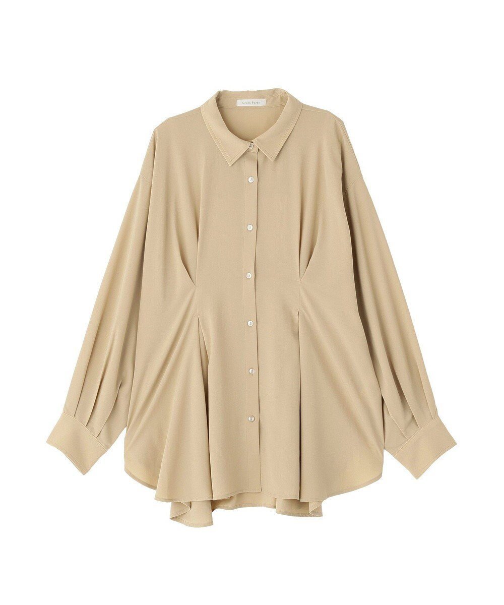 【グリーンパークス/Green Parks】のウエストタックシャツチュニック インテリア・キッズ・メンズ・レディースファッション・服の通販 founy(ファニー) 　ファッション　Fashion　レディースファッション　Fashion for Women　トップス・カットソー　Cut & Sew Tops　シャツ・ブラウス・オフィスカジュアル　Elegant Blouses & Button-Ups　インナー　Innerwear　春　Spring　ドレープ　Drape, Draping Fabric　ポケット　Pocket, Pocket Detail　ラウンド　Round, Round Neck　S/S・春夏　SS, Spring/Summer, Warm Season　夏　Summer　Beige|ID: prp329100004844169 ipo3291000000036272824