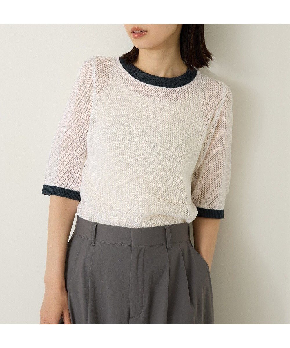 【アメリカンホリック/AMERICAN HOLIC】のメッシュニットリンガーTシャツ インテリア・キッズ・メンズ・レディースファッション・服の通販 founy(ファニー) 　ファッション　Fashion　レディースファッション　Fashion for Women　トップス・カットソー　Cut & Sew Tops　ニット　Knit Tops & Sweaters　シャツ・ブラウス・オフィスカジュアル　Elegant Blouses & Button-Ups　ロングTシャツ・Tシャツ　Longline T-Shirts & Tees　カットソー・ベーシックTシャツ　Cut-and-Sewn Tops / Stretch Tees & Basics　おすすめ　Recommended / Our Picks　カットソー　Cut and Sewn Top　ポケット　Pocket, Pocket Detail　メッシュ　Mesh, Net Fabric　ワイド　Wide, Wide Fit　人気　Popular, Best Seller　A/W・秋冬　Autumn/Winter　Ivory|ID: prp329100004844264 ipo3291000000035622094