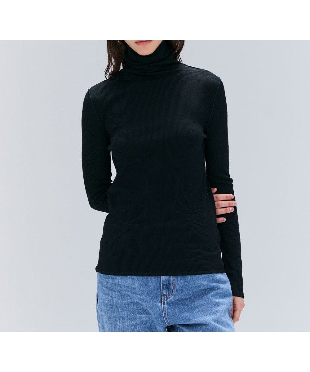 【ベイジ,/BEIGE,】の【洗える・GISELe 10月号掲載】FORD / ウール配色メローハイネックカットソー インテリア・キッズ・メンズ・レディースファッション・服の通販 founy(ファニー) 　雑誌掲載アイテム　Magazine Picks & Fashion Features　ファッション雑誌　Fashion Magazines　ジゼル　GISELe　ファッション　Fashion　レディースファッション　Fashion for Women　トップス・カットソー　Cut & Sew Tops　シャツ・ブラウス・オフィスカジュアル　Elegant Blouses & Button-Ups　ロングTシャツ・Tシャツ　Longline T-Shirts & Tees　カットソー・ベーシックTシャツ　Cut-and-Sewn Tops / Stretch Tees & Basics　10月号　October Issue　インナー　Innerwear　カットソー　Cut and Sewn Top　カーディガン　Cardigan, Knitwear　ジャケット　Jacket, Outerwear　ハイネック　High Neck, Mock Neck　フィット　Fit, Slim Fit　人気　Popular, Best Seller　定番　Standard, Basic Item　洗える　Machine Washable　A/W・秋冬　Autumn/Winter　雑誌　Magazine, Fashion Magazine　Black|ID: prp329100004844307 ipo3291000000035312218