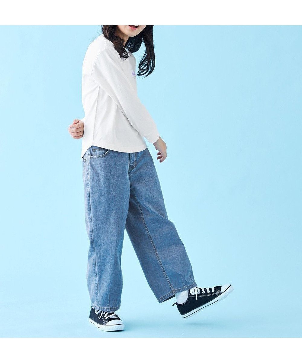 【アンフィーロ/UNFILO / KIDS】の【110-150cm】カーブワイドデニム インテリア・キッズ・メンズ・レディースファッション・服の通販 founy(ファニー) 　ファッション　Fashion　キッズファッション　Fashion for Kids　ボトムス　Bottoms　ストレッチ　Stretch, Stretchy Fabric　テーパード　Tapered, Tapered Pants　デニム　Denim, Jeans Material　トレンド　Trend, Trending Now　洗える　Machine Washable　A/W・秋冬　Autumn/Winter　ミッドブルー|ID: prp329100004844644 ipo3291000000036111596