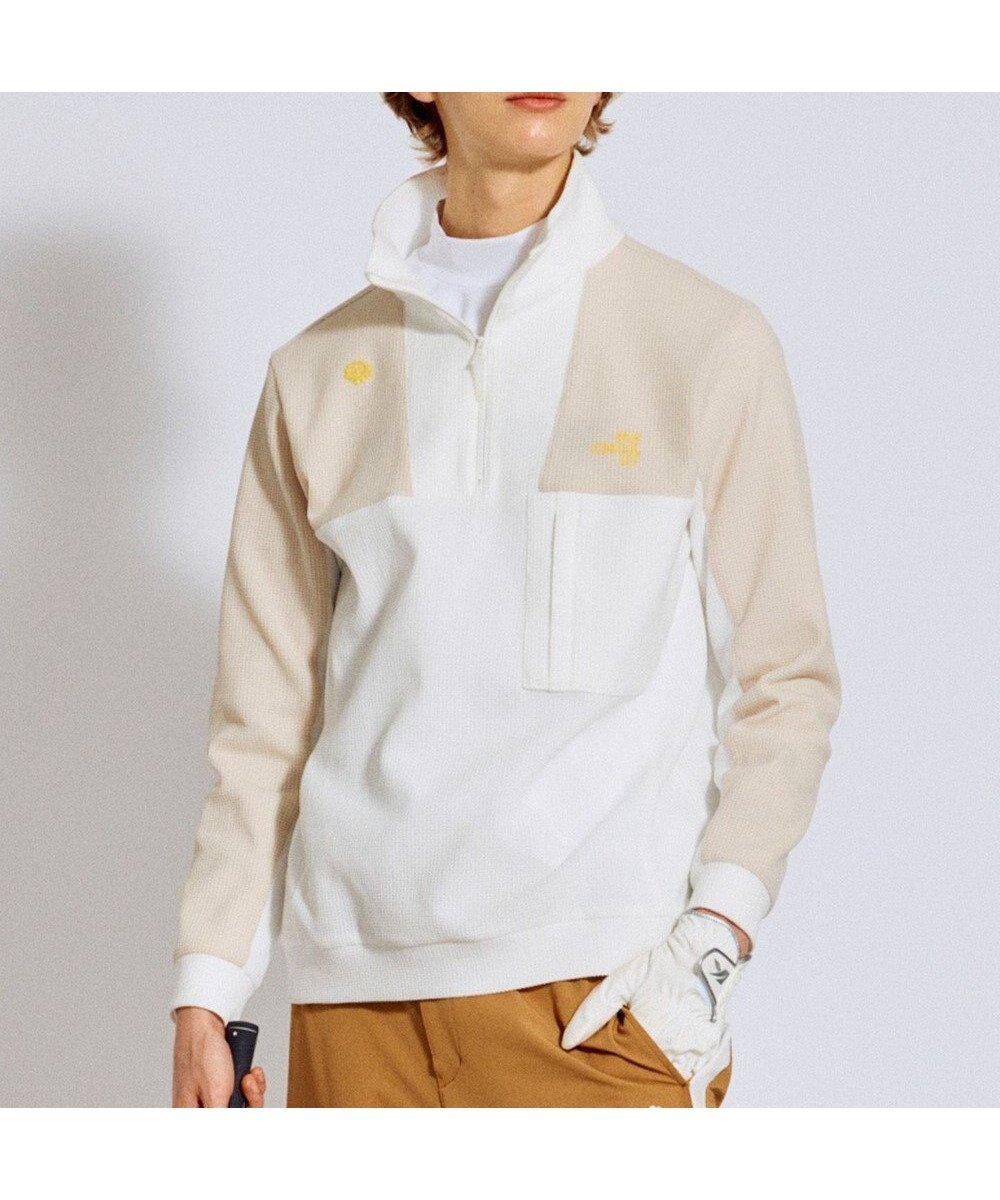 【ピーダブリュサーキュラス/PW CIRCULUS / MEN】の【ドライな肌触り / UV遮蔽率98.9% UVカット / ストレッチ】【MEN】ワッフルハーフジップトップス ゴルフ 人気、トレンドファッション・服の通販 founy(ファニー) 　ファッション　Fashion　メンズファッション　Fashion for Men　トップス・カットソー　Cut & Sew Tops　メンズシャツ　Shirts　秋　Autumn　カットソー　Cut and Sewn Top　ジップアップ　Zip-Up, Full Zip　スタンド　Stand Collar, Upright Stand　ストレッチ　Stretch, Stretchy Fabric　トレンド　Trend, Trending Now　ブロッキング　Color Blocking, Panel Design　防寒　Cold Protection, Winter-Ready　モックネック　Mock Neck, Short Turtleneck　ワッフル　Waffle, Waffle Knit　A/W・秋冬　Autumn/Winter　ゴルフ　Golf　2025年　2025　2025-2026秋冬・A/W　Autumn/Winter 2025–26 AW25–26　 other-1|ID: prp329100004844689 ipo3291000000035322045
