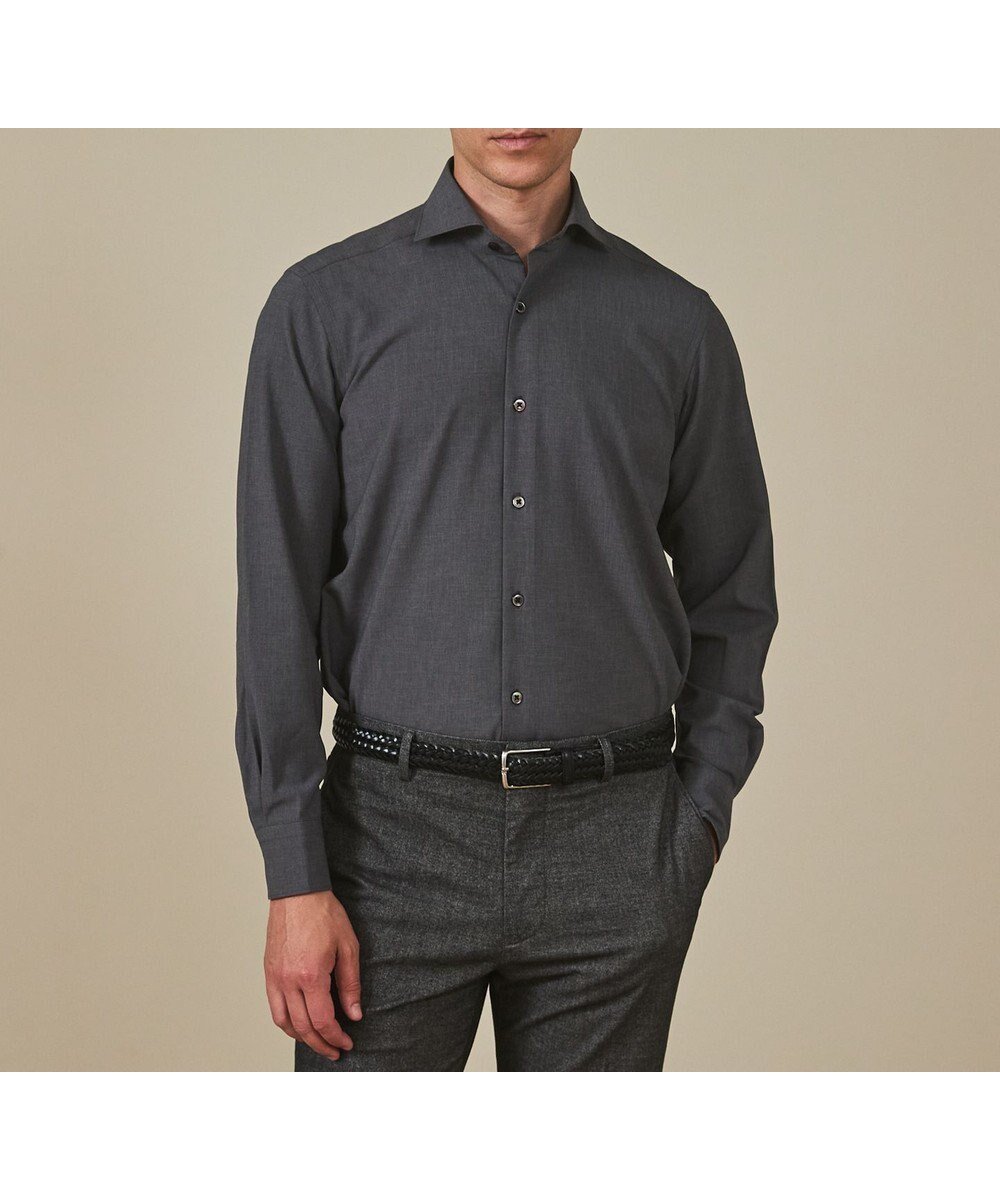【五大陸/gotairiku / MEN】の【シワになりにくい/ストレッチ/洗える】ウールライク シャツ_カッタウェイカラー インテリア・キッズ・メンズ・レディースファッション・服の通販 founy(ファニー) ファッション Fashion メンズファッション Fashion for Men トップス・カットソー Cut & Sew Tops メンズシャツ Shirts 洗える Machine Washable ジャケット Jacket, Outerwear ストレッチ Stretch, Stretchy Fabric スポーツ Sports, Activewear 羽織 Haori, Light Jacket レギュラー Regular, Standard Fit A/W・秋冬 Autumn/Winter エレガント 上品 Elegant グレー系|ID: prp329100004844696 ipo3291000000035322073