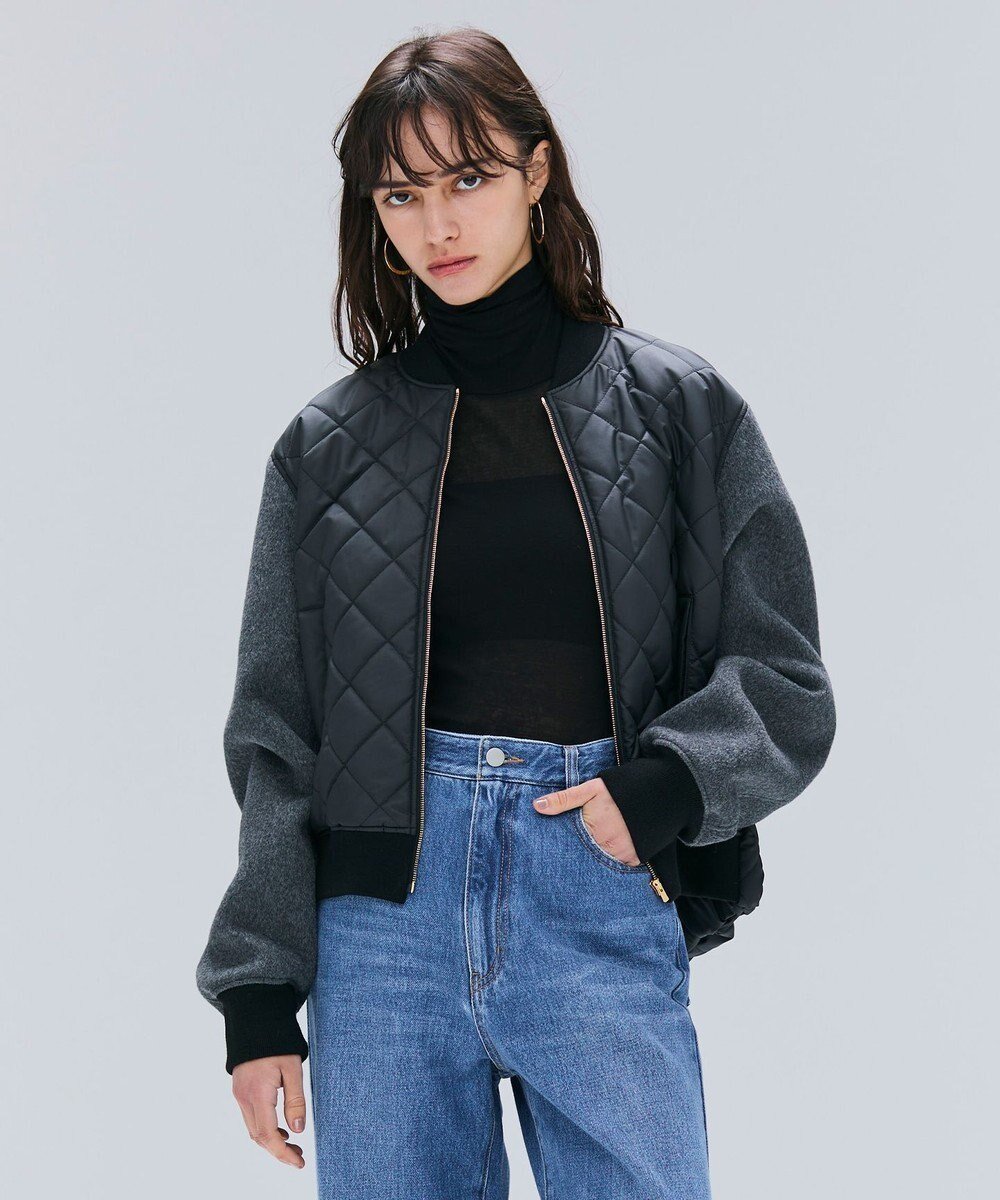 【ベイジ,/BEIGE,】の【GISELe 10月号掲載】DOVER / 異素材ウールキルティングブルゾン インテリア・キッズ・メンズ・レディースファッション・服の通販 founy(ファニー) 　雑誌掲載アイテム　Magazine Picks & Fashion Features　ファッション雑誌　Fashion Magazines　ジゼル　GISELe　ファッション　Fashion　レディースファッション　Fashion for Women　アウター　Coat / Outerwear Collection　レディースジャケット・軽アウター　Jackets　ブルゾンジャケット・スポーティアウター　Blouson Jackets　キルティング　Quilted, Quilting　キルト　Quilt, Quilted Fabric　10月号　October Issue　シンプル　Simple, Minimal　ジャケット　Jacket, Outerwear　スタイリッシュ　Stylish, Fashionable　雑誌　Magazine, Fashion Magazine　タフタ　Taffeta, Structured Fabric　デニム　Denim, Jeans Material　バランス　Balance, Style Balance　フィット　Fit, Slim Fit　ブルゾン　Blouson, Bomber Jacket　ボトム　Bottoms, Lower Wear　ロング　Long, Long-Length　A/W・秋冬　Autumn/Winter　エレガント 上品　Elegant　Black × Charcoal|ID: prp329100004844707 ipo3291000000036254817