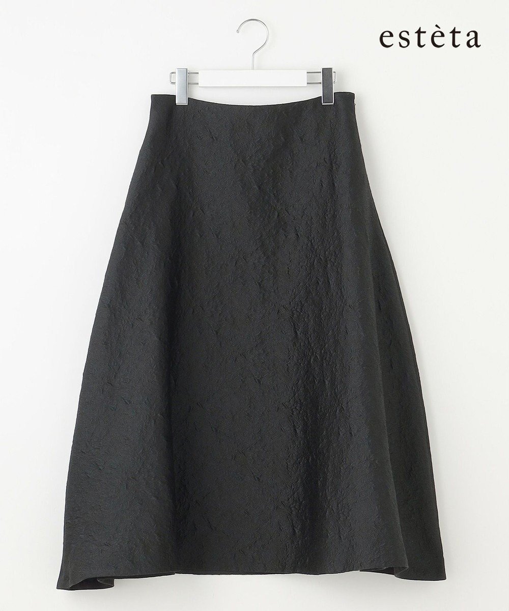 【23区/NIJYUSANKU】の【エステータ】シャイニージャカード フレアスカート インテリア・キッズ・メンズ・レディースファッション・服の通販 founy(ファニー) 　ファッション　Fashion　レディースファッション　Fashion for Women　スカート　Skirts　Aライン・フレアスカート　A-Line & Flared Skirts　イタリア　Italy　エレガント 上品　Elegant　春　Spring　ジャカード／ジャガード　Jacquard, Woven Pattern　フォルム　Silhouette, Form　フラワー　Flower, Floral　フレア　Flare, Flared　S/S・春夏　SS, Spring/Summer, Warm Season　夏　Summer　ビジネス 仕事 通勤　Business / Work / Commuting　ブラック系|ID: prp329100004844738 ipo3291000000035586903