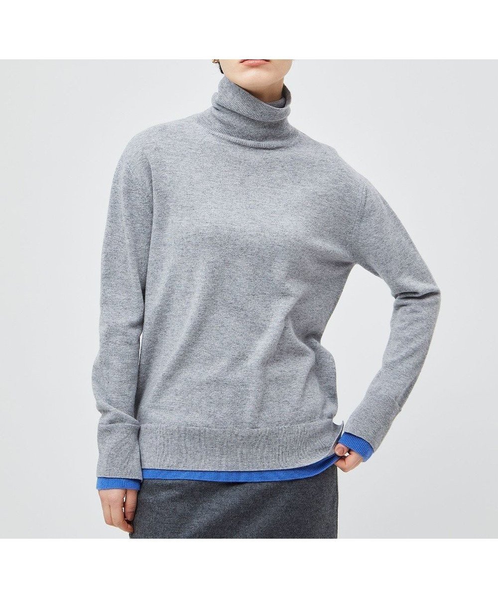 【ベイジ,/BEIGE,】の【洗える】POMPE / ウールカシミヤタートルネックニット インテリア・キッズ・メンズ・レディースファッション・服の通販 founy(ファニー) 　ファッション　Fashion　レディースファッション　Fashion for Women　トップス・カットソー　Cut & Sew Tops　ニット　Knit Tops & Sweaters　タートルネック・ハイネックトップス　Turtlenecks & High-Neck Tops　シンプル　Simple, Minimal　ジャケット　Jacket, Outerwear　セーター　Sweater, Knitwear　タイトスカート　Pencil Skirt, Tight Skirt　タートル　Turtleneck, Turtle Collar　タートルネック　Turtleneck, High Neck　ボトム　Bottoms, Lower Wear　ワイド　Wide, Wide Fit　エレガント 上品　Elegant　洗える　Machine Washable　A/W・秋冬　Autumn/Winter　L Gray×Sax|ID: prp329100004844744 ipo3291000000035522478