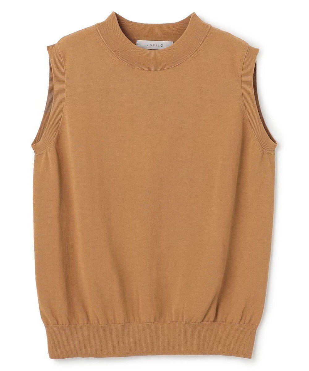 【アンフィーロ 自由区/UNFILO】のUVモイスト スリーブレスニット インテリア・キッズ・メンズ・レディースファッション・服の通販 founy(ファニー) 　ファッション　Fashion　レディースファッション　Fashion for Women　トップス・カットソー　Cut & Sew Tops　ニット　Knit Tops & Sweaters　ウォッシャブル　Machine Washable　春　Spring　カーディガン　Cardigan, Knitwear　コンパクト　Compact, Small Size　抗菌　Antibacterial, Bacteria-Resistant　ストレッチ　Stretch, Stretchy Fabric　セーター　Sweater, Knitwear　ノースリーブ　Sleeveless, No-Sleeve　ボトム　Bottoms, Lower Wear　モックネック　Mock Neck, Short Turtleneck　ワイド　Wide, Wide Fit　S/S・春夏　SS, Spring/Summer, Warm Season　夏　Summer　エレガント 上品　Elegant　キャメル|ID: prp329100004844750 ipo3291000000036152496