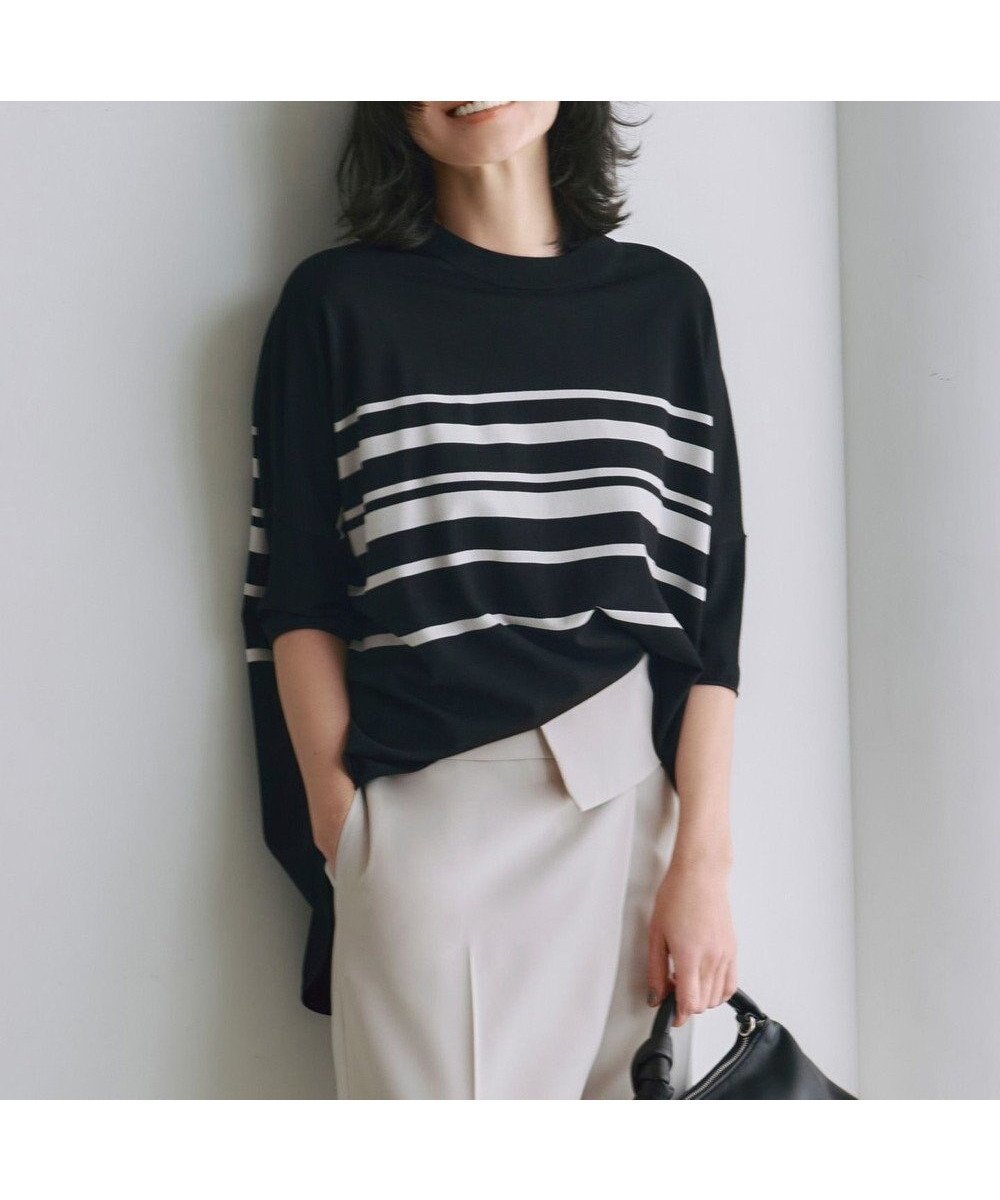 【アイシービー/iCB】の【人気のため新色追加・接触冷感・UVカット・洗える】 VIS/NYハイゲージ プルオーバー インテリア・キッズ・メンズ・レディースファッション・服の通販 founy(ファニー) 　ファッション　Fashion　レディースファッション　Fashion for Women　トップス・カットソー　Cut & Sew Tops　ニット　Knit Tops & Sweaters　カジュアルプルオーバー・ニットトップス　Pullovers & Knit Tops / Casual Pullovers　春　Spring　洗える　Machine Washable　コンパクト　Compact, Small Size　ストレッチ　Stretch, Stretchy Fabric　セーター　Sweater, Knitwear　人気　Popular, Best Seller　半袖　Short Sleeve, Half Sleeve　ラウンド　Round, Round Neck　ワイド　Wide, Wide Fit　S/S・春夏　SS, Spring/Summer, Warm Season　夏　Summer　エレガント 上品　Elegant　2025年　2025　2025春夏・S/S　Spring/Summer 2025 SS25　ブラック×トープ系[WEB限定]|ID: prp329100004844778 ipo3291000000035959497