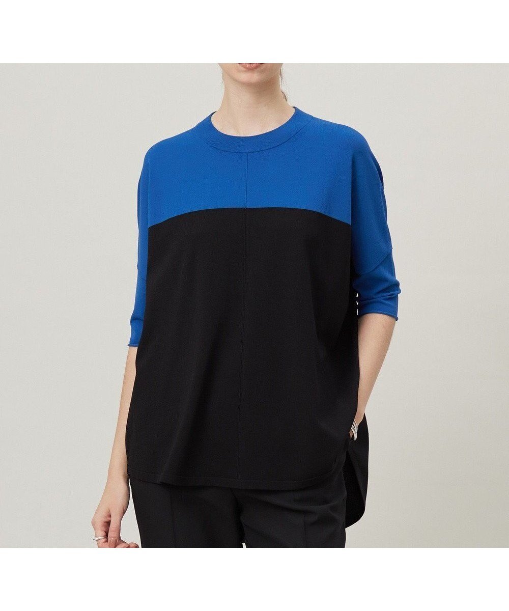 【アイシービー/iCB】の【人気のため新色追加・接触冷感・UVカット・洗える】 VIS/NYハイゲージ プルオーバー インテリア・キッズ・メンズ・レディースファッション・服の通販 founy(ファニー) 　ファッション　Fashion　レディースファッション　Fashion for Women　トップス・カットソー　Cut & Sew Tops　ニット　Knit Tops & Sweaters　カジュアルプルオーバー・ニットトップス　Pullovers & Knit Tops / Casual Pullovers　春　Spring　洗える　Machine Washable　コンパクト　Compact, Small Size　ストレッチ　Stretch, Stretchy Fabric　セーター　Sweater, Knitwear　人気　Popular, Best Seller　半袖　Short Sleeve, Half Sleeve　ラウンド　Round, Round Neck　ワイド　Wide, Wide Fit　S/S・春夏　SS, Spring/Summer, Warm Season　夏　Summer　エレガント 上品　Elegant　2025年　2025　2025春夏・S/S　Spring/Summer 2025 SS25　ブルー×ブラック系|ID: prp329100004844778 ipo3291000000035959515