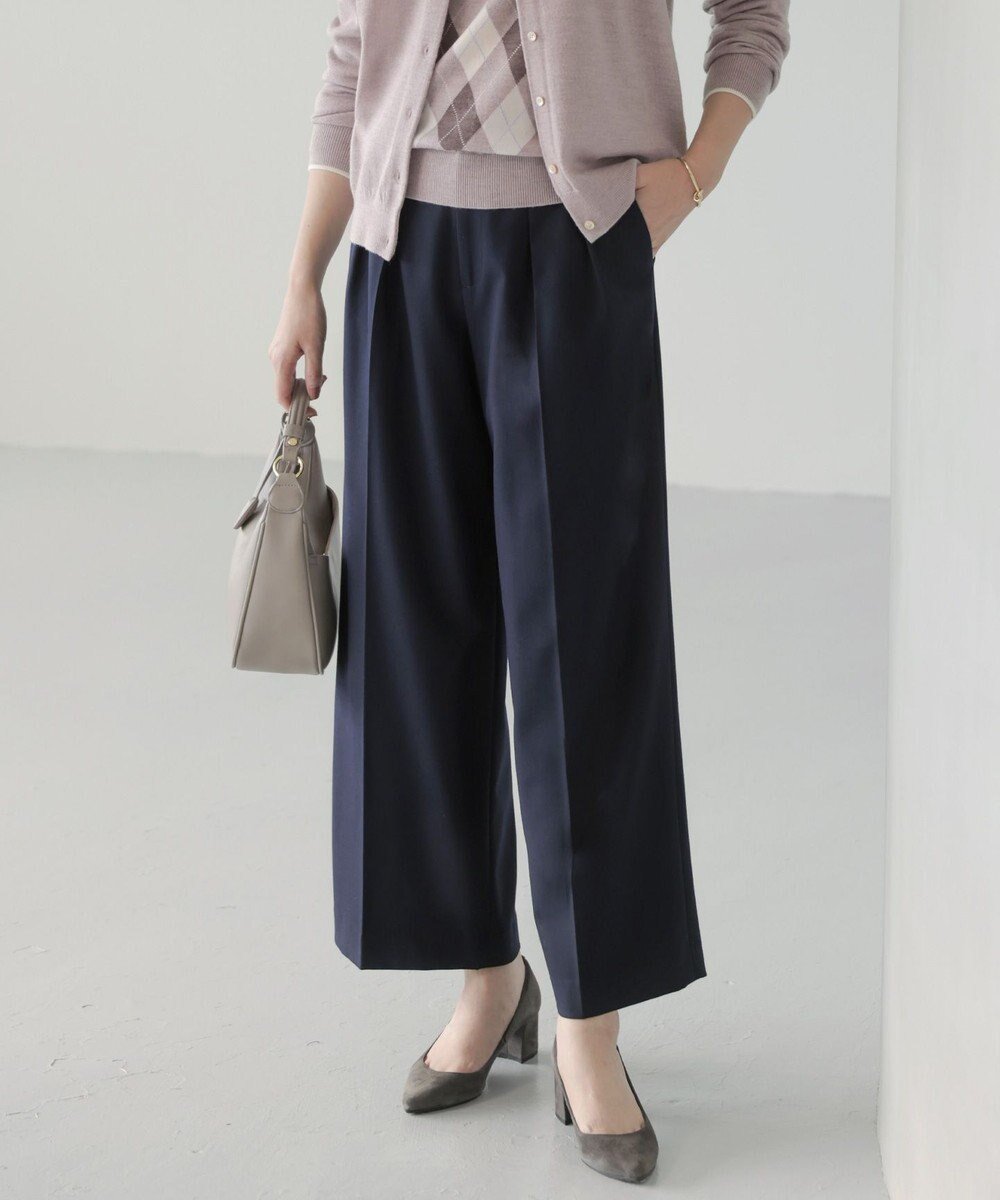【ジェイ プレス/J.PRESS】の【洗える】ANASTASIA milled ツータック ワイド パンツ インテリア・キッズ・メンズ・レディースファッション・服の通販 founy(ファニー) 　ファッション　Fashion　レディースファッション　Fashion for Women　パンツ　Pants & Trousers　洗える　Machine Washable　ストレッチ　Stretch, Stretchy Fabric　ベーシック　Basic, Essential　ワイド　Wide, Wide Fit　A/W・秋冬　Autumn/Winter　エレガント 上品　Elegant　ネイビー系|ID: prp329100004844814 ipo3291000000035636286