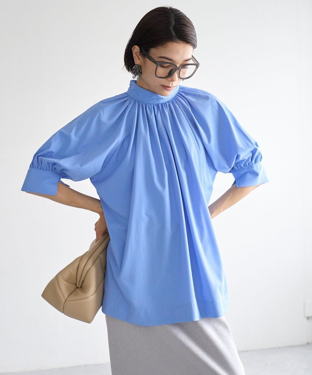 【アンフィーロ 自由区/UNFILO】の2WAYギャザーブラウス インテリア・キッズ・メンズ・レディースファッション・服の通販 founy(ファニー) ファッション Fashion レディースファッション Fashion for Women トップス・カットソー Cut & Sew Tops シャツ・ブラウス・オフィスカジュアル Elegant Blouses & Button-Ups 春 Spring ギャザー Gathered, Ruffled 吸水 Absorbent, Quick-Dry スキッパー Skipper, Open Collar スリーブ Sleeve, Long Sleeve / Short Sleeve ドレープ Drape, Draping Fabric S/S・春夏 SS, Spring/Summer, Warm Season 夏 Summer サックス|ID: prp329100004844905 ipo3291000000035326480