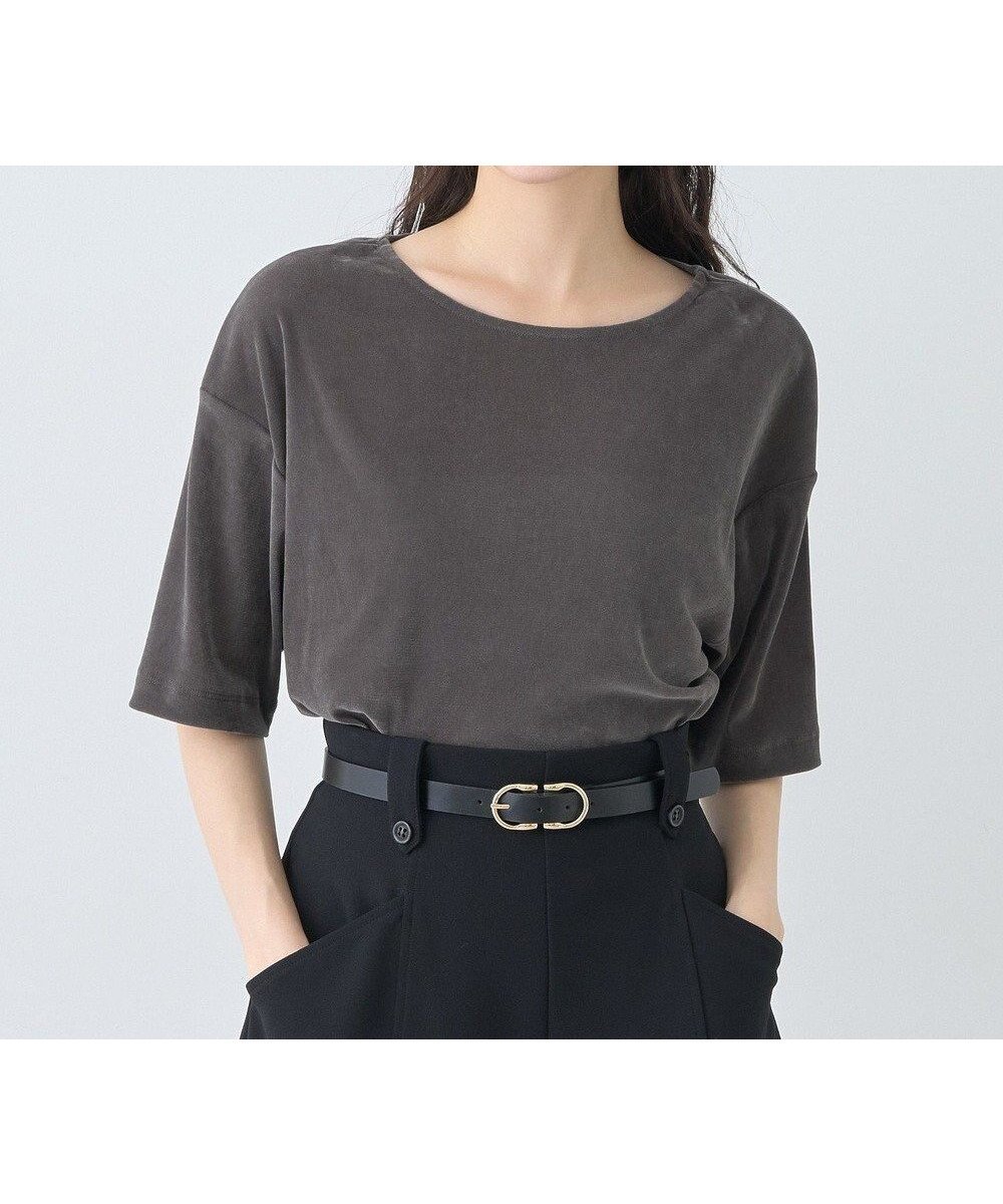 【アースミュージックアンドエコロジー/earth music&ecology】のシアーベロアTee インテリア・キッズ・メンズ・レディースファッション・服の通販 founy(ファニー) 　ファッション　Fashion　レディースファッション　Fashion for Women　トップス・カットソー　Cut & Sew Tops　シャツ・ブラウス・オフィスカジュアル　Elegant Blouses & Button-Ups　ロングTシャツ・Tシャツ　Longline T-Shirts & Tees　カットソー・ベーシックTシャツ　Cut-and-Sewn Tops / Stretch Tees & Basics　ベロアトップス　Velour Tops / Velvet-Look Items　おすすめ　Recommended / Our Picks　カットソー　Cut and Sewn Top　シアー　Sheer, See-Through　シンプル　Simple, Minimal　スリット　Slit, Slit Detail　ベロア　Velour, Soft Velvet　ポケット　Pocket, Pocket Detail　ロング　Long, Long-Length　A/W・秋冬　Autumn/Winter　Charcoal Gray|ID: prp329100004844988 ipo3291000000036272772
