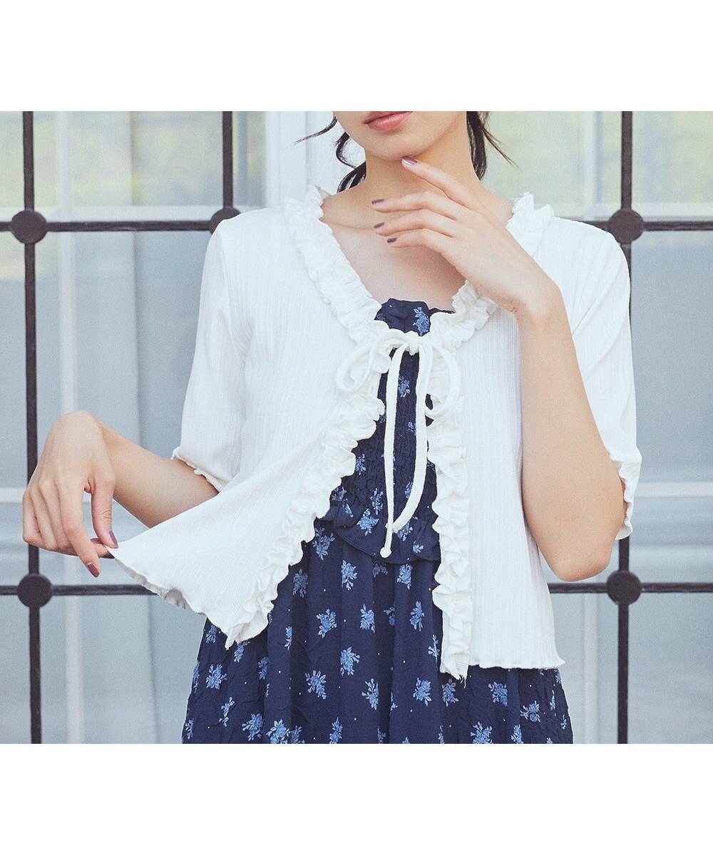 【アースミュージックアンドエコロジー/earth music&ecology】のフリルカットリブカーディガン インテリア・キッズ・メンズ・レディースファッション・服の通販 founy(ファニー) ファッション Fashion レディースファッション Fashion for Women トップス・カットソー Cut & Sew Tops カーディガン・羽織り Layered Style Cardigans シャツ・ブラウス・オフィスカジュアル Elegant Blouses & Button-Ups ロングTシャツ・Tシャツ Longline T-Shirts & Tees カットソー・ベーシックTシャツ Cut-and-Sewn Tops / Stretch Tees & Basics カットソー Cut and Sewn Top カーディガン Cardigan, Knitwear コンパクト Compact, Small Size ショート Short, Short Length バランス Balance, Style Balance フェミニン Feminine, Girly フォルム Silhouette, Form フリル Frill, Ruffle ボトム Bottoms, Lower Wear ポケット Pocket, Pocket Detail リボン Ribbon, Bow A/W・秋冬 Autumn/Winter Off White|ID: prp329100004845065 ipo3291000000036245427