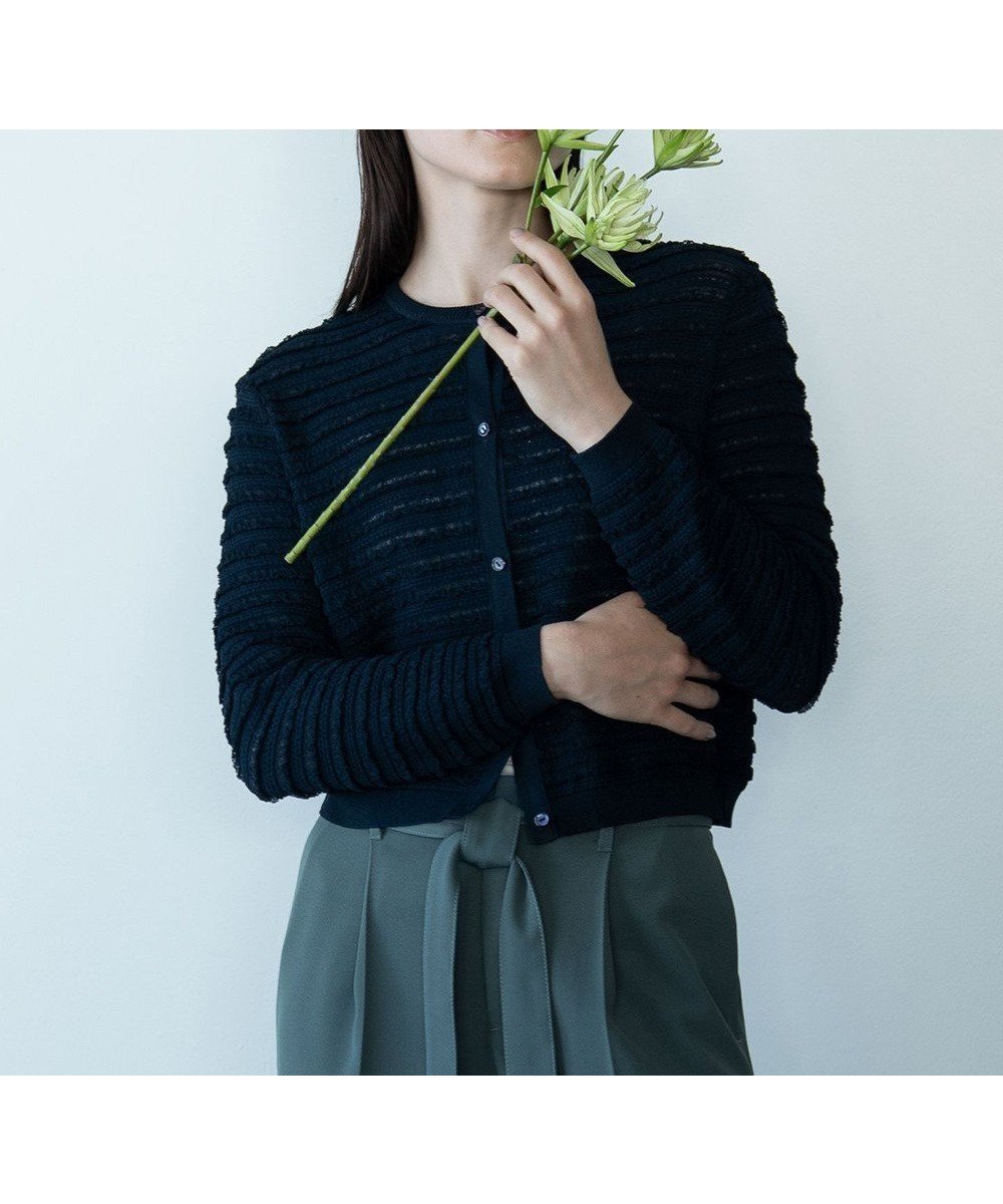 【自由区/JIYU-KU】の【カトリエムブーケ】Texture cardigan フリルショートカーディガン インテリア・キッズ・メンズ・レディースファッション・服の通販 founy(ファニー) 　ファッション　Fashion　レディースファッション　Fashion for Women　トップス・カットソー　Cut & Sew Tops　カーディガン・羽織り　Layered Style Cardigans　カーディガン　Cardigan, Knitwear　軽量　Lightweight, Ultra Light　ショート　Short, Short Length　フォルム　Silhouette, Form　フリル　Frill, Ruffle　ミックス　Mix, Mixed Style　モダン　Modern, Contemporary　ワイド　Wide, Wide Fit　A/W・秋冬　Autumn/Winter　エレガント 上品　Elegant　ネイビー|ID: prp329100004845094 ipo3291000000035520149