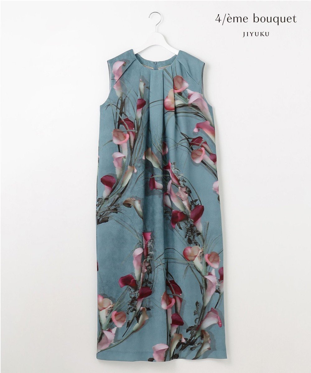 【自由区/JIYU-KU】の【カトリエムブーケ】Calla カラーモチーフドレス インテリア・キッズ・メンズ・レディースファッション・服の通販 founy(ファニー) 　ファッション　Fashion　レディースファッション　Fashion for Women　ワンピース　Dresses　フォーマル・パーティードレス・結婚式用ドレス　Elegant & Casual Dresses　サテン　Satin, Glossy Fabric　シンプル　Simple, Minimal　ストレッチ　Stretch, Stretchy Fabric　ドレス　Dress, One-Piece　フラワー　Flower, Floral　フランス　France, French　フレンチ　French, French Style　プリント　Print, Printed Pattern　モチーフ　Motif, Design Theme　A/W・秋冬　Autumn/Winter　おすすめ　Recommended / Our Picks　スモーキーブルー|ID: prp329100004845114 ipo3291000000035568583