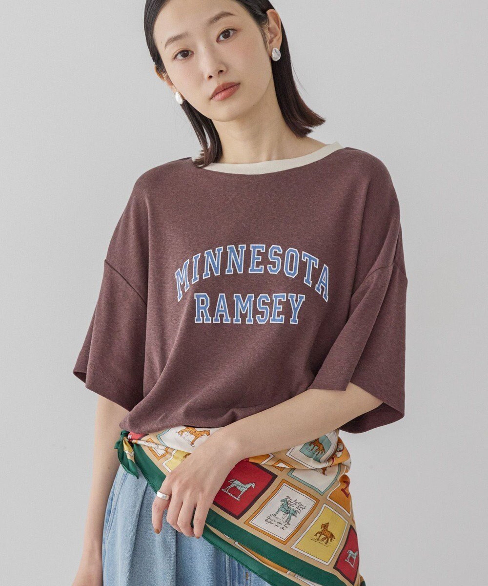 【アメリカンホリック/AMERICAN HOLIC】のロゴ入りヴィンテージ半袖プルオーバー インテリア・キッズ・メンズ・レディースファッション・服の通販 founy(ファニー) 　ファッション　Fashion　レディースファッション　Fashion for Women　トップス・カットソー　Cut & Sew Tops　シャツ・ブラウス・オフィスカジュアル　Elegant Blouses & Button-Ups　ロングTシャツ・Tシャツ　Longline T-Shirts & Tees　カジュアルプルオーバー・ニットトップス　Pullovers & Knit Tops / Casual Pullovers　カットソー・ベーシックTシャツ　Cut-and-Sewn Tops / Stretch Tees & Basics　おすすめ　Recommended / Our Picks　カットソー　Cut and Sewn Top　デニム　Denim, Jeans Material　ネップ　Nepp, Slub Yarn　プリント　Print, Printed Pattern　ポケット　Pocket, Pocket Detail　ヴィンテージ　Vintage Style　半袖　Short Sleeve, Half Sleeve　夏　Summer　春　Spring　S/S・春夏　SS, Spring/Summer, Warm Season　Brown|ID: prp329100004845179 ipo3291000000036154436