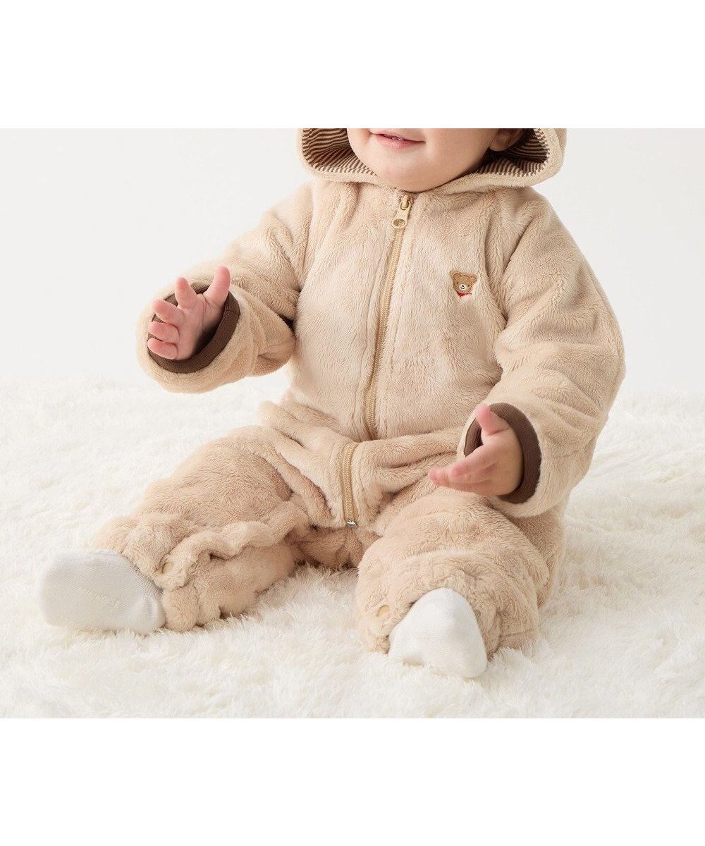 【ミキハウスホットビスケッツ/MIKI HOUSE HOT BISCUITS / KIDS】の【ミキハウス】【60-80cm】 マイクロファー カバーオール インテリア・キッズ・メンズ・レディースファッション・服の通販 founy(ファニー) ファッション Fashion キッズファッション Fashion for Kids なめらか Smooth, Silky Texture ベビー Baby, Babywear モコモコ Fuzzy, Fluffy A/W・秋冬 Autumn/Winter 防寒 Cold Protection, Winter-Ready ライトブラウン|ID: prp329100004845539 ipo3291000000036061951