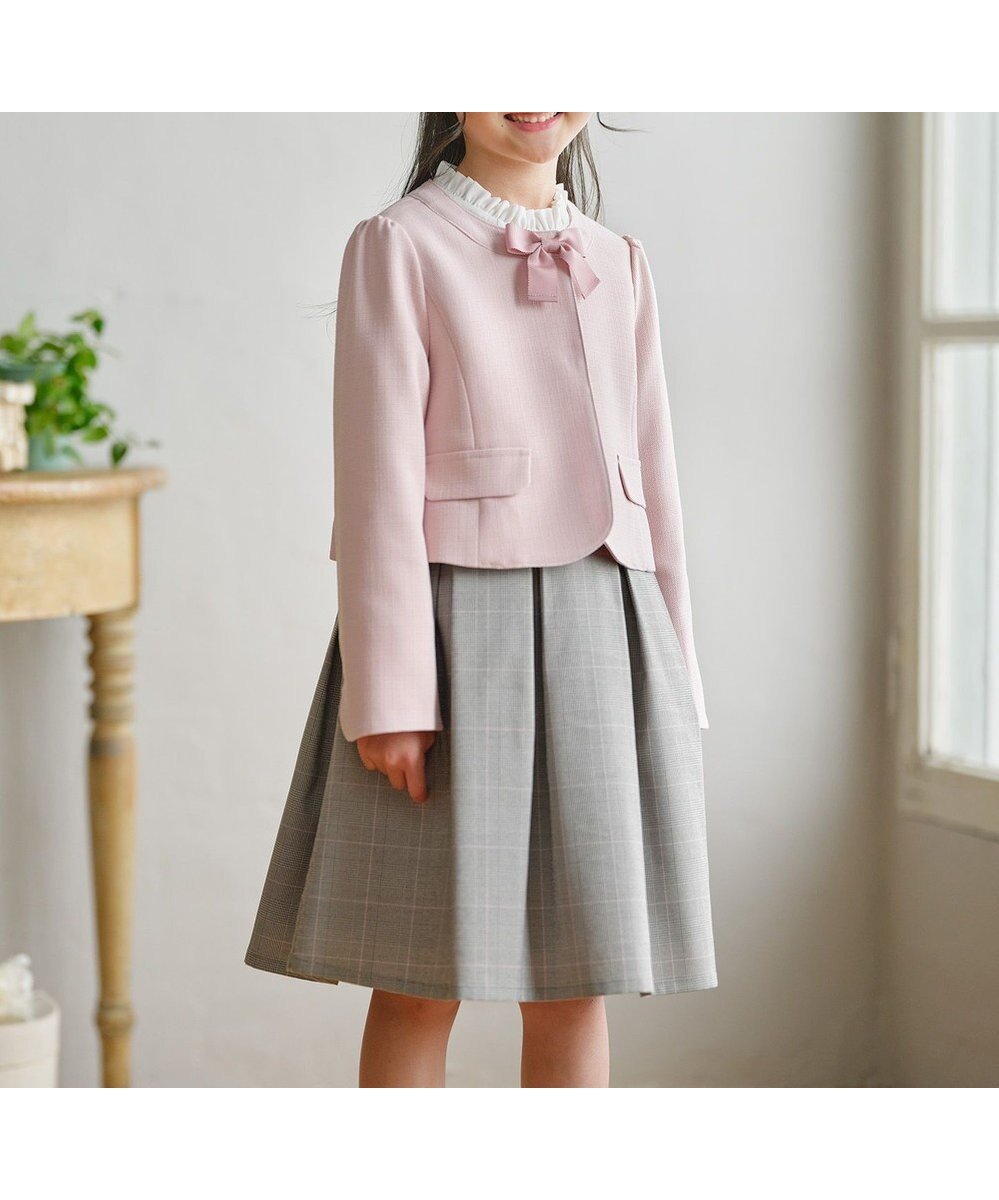 【組曲 / KIDS/KUMIKYOKU】の【110-140㎝】 チェックワンピース&ドビージャケットセット 人気、トレンドファッション・服の通販 founy(ファニー) 　ファッション　Fashion　キッズファッション　Fashion for Kids　ワンピース　Dresses　春　Spring　カットソー　Cut and Sewn Top　クラシック　Classic, Timeless Style　軽量　Lightweight, Ultra Light　シフォン　Chiffon, Lightweight Fabric　ジャケット　Jacket, Outerwear　スーツ　Suit, Formalwear　チェック　Check, Plaid, Tartan　バランス　Balance, Style Balance　フリル　Frill, Ruffle　フロント　Front, Front Design　リボン　Ribbon, Bow　S/S・春夏　SS, Spring/Summer, Warm Season　夏　Summer　エレガント 上品　Elegant　 other-1|ID: prp329100004845544 ipo3291000000035338146