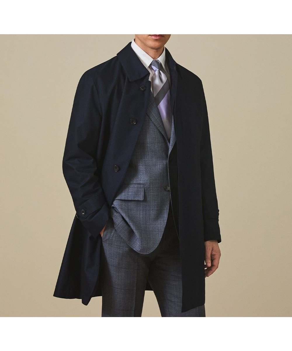 【五大陸/gotairiku / MEN】の25年新作/3シーズン対応【防水/軽量/シワになりにくい】メランジカルゼ ステンカラーコート_無地 インテリア・キッズ・メンズ・レディースファッション・服の通販 founy(ファニー) 　ファッション　Fashion　メンズファッション　Fashion for Men　アウター　Men's Coats Outerwear　春　Spring　軽量　Lightweight, Ultra Light　ジャケット　Jacket, Outerwear　スマート　Smart, Elegant　スーツ　Suit, Formalwear　ダウン　Down, Puffer　定番　Standard, Basic Item　バランス　Balance, Style Balance　防寒　Cold Protection, Winter-Ready　無地　Plain, Solid Color　ライナー　Liner, Inner Layer　A/W・秋冬　Autumn/Winter　エレガント 上品　Elegant　ビジネス 仕事 通勤　Business / Work / Commuting　ネイビー系|ID: prp329100004845555 ipo3291000000035867715