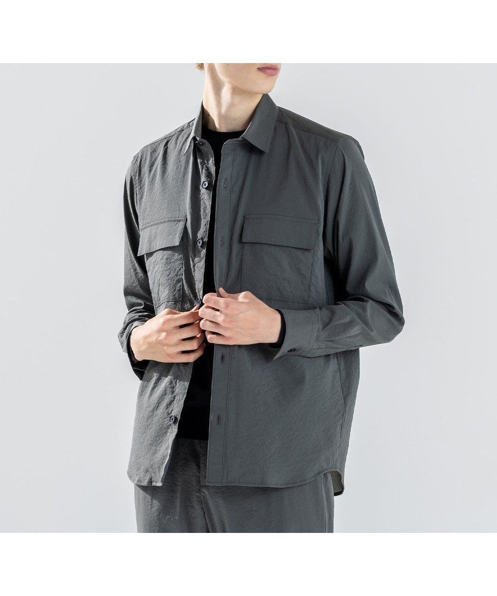 【ジョゼフ オム/JOSEPH HOMME / MEN】の新素材【ストレッチ】グレインウェーブストレッチ / シャツブルゾン インテリア・キッズ・メンズ・レディースファッション・服の通販 founy(ファニー) 　ファッション　Fashion　メンズファッション　Fashion for Men　トップス・カットソー　Cut & Sew Tops　メンズシャツ　Shirts　インナー　Innerwear　カフス　Cuff Design　ストレッチ　Stretch, Stretchy Fabric　フラップ　Flap, Flap Pocket　フロント　Front, Front Design　ブルゾン　Blouson, Bomber Jacket　ポケット　Pocket, Pocket Detail　A/W・秋冬　Autumn/Winter　軽量　Lightweight, Ultra Light　ダークグリーン系|ID: prp329100004845591 ipo3291000000036242355