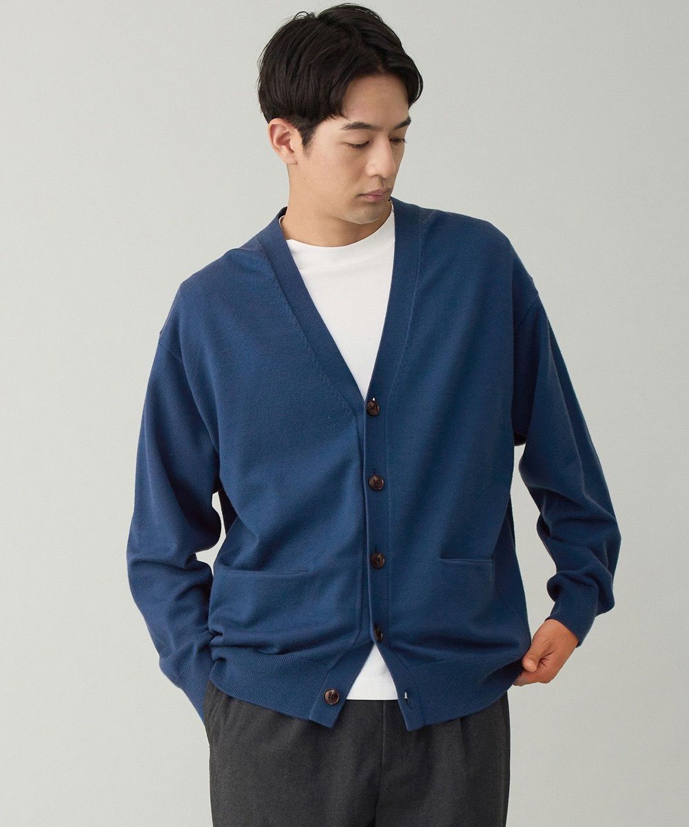 【アンフィーロ/UNFILO / MEN】の【OCEANS YouTube 掲載/男女兼用】スムースシルキーニット カーディガン インテリア・キッズ・メンズ・レディースファッション・服の通販 founy(ファニー) 　ファッション　Fashion　メンズファッション　Fashion for Men　トップス・カットソー　Cut & Sew Tops　ニット・セーター / 定番トップス　Knit Tops & Sweaters　カーディガン / 羽織り　Cardigans　ウォッシャブル　Machine Washable　カーディガン　Cardigan, Knitwear　抗菌　Antibacterial, Bacteria-Resistant　シルク　Silk, 100% Silk　雑誌　Magazine, Fashion Magazine　ポケット　Pocket, Pocket Detail　冬　Winter / This Winter　A/W・秋冬　Autumn/Winter　おすすめ　Recommended / Our Picks　エレガント 上品　Elegant　ビジネス 仕事 通勤　Business / Work / Commuting　ブルー|ID: prp329100004845622 ipo3291000000035587327