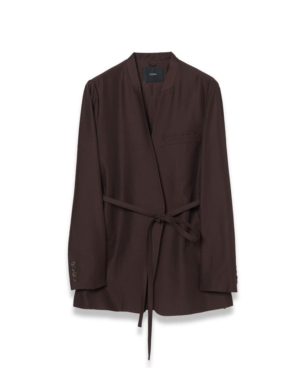 【ジョゼフ/JOSEPH】のソフトコットンシルク ノーカラージャケット インテリア・キッズ・メンズ・レディースファッション・服の通販 founy(ファニー) ファッション Fashion レディースファッション Fashion for Women アウター Coat / Outerwear Collection レディースジャケット・軽アウター Jackets ノーカラージャケット / シンプル上品コーデ Collarless Jackets シルク Silk, 100% Silk ジャケット Jacket, Outerwear フィット Fit, Slim Fit ラップ Wrap, Wrap Design レギュラー Regular, Standard Fit 夏 Summer 春 Spring S/S・春夏 SS, Spring/Summer, Warm Season 軽量 Lightweight, Ultra Light Ebony|ID: prp329100004845634 ipo3291000000036293259