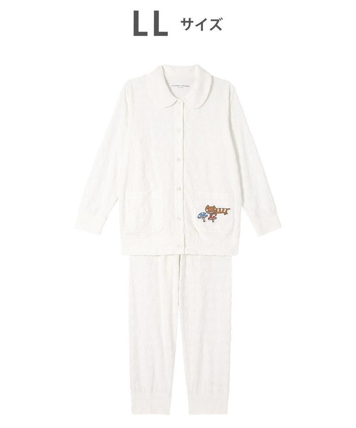 【ツモリチサト スリープ/tsumori chisato SLEEP】のツモリチサト パジャマ 長袖 長ズボン 綿混(本体) パイル素材 上下セット 前開き tsumori chisato SLEEP UDX556 /ワコール インテリア・キッズ・メンズ・レディースファッション・服の通販 founy(ファニー) https://founy.com/ ファッション Fashion レディースファッション Fashion for Women トップス・カットソー Cut & Sew Tops ジャカード／ジャガード Jacquard, Woven Pattern ネコ Cat, Feline Motif 長袖 Long Sleeve, Full Sleeve パジャマ Pajamas, Sleepwear ボトム Bottoms, Lower Wear ポケット Pocket, Pocket Detail モチーフ Motif, Design Theme ロング Long, Long-Length |ID: prp329100004845646 ipo3291000000035520299