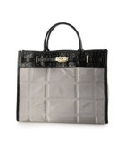 【アンビリオン/UNBILLION】の【テレビ ドラマ着用アイテム】ペルケ perche / ナイロンキルト×クロコ型押し牛革A42wayトートバッグ ライトグレー|ID: prp329100004845656 ipo3291000000035520310