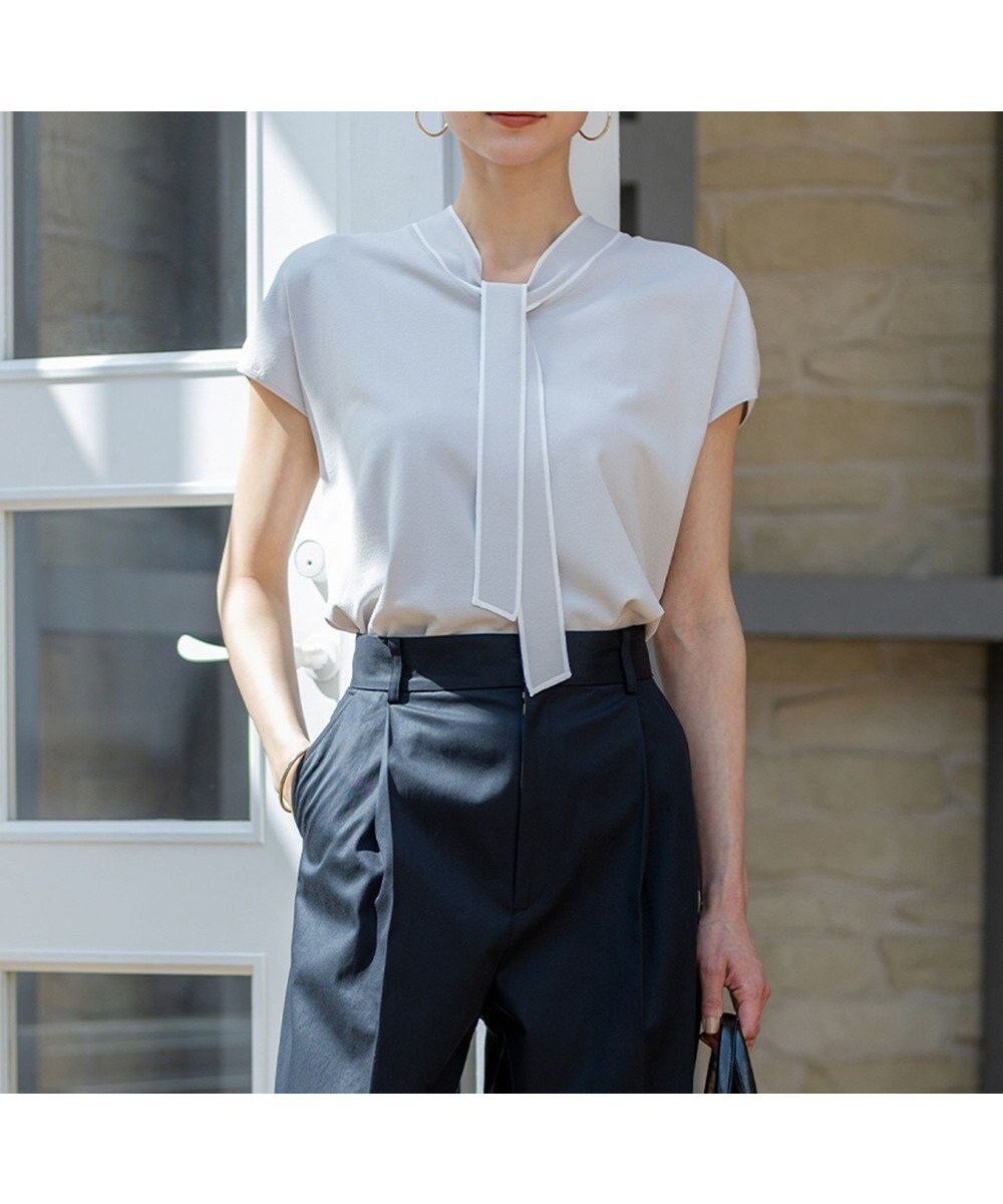 【23区/NIJYUSANKU】の【洗える】レーヨンポリエステルストレッチ ボウタイ ニット インテリア・キッズ・メンズ・レディースファッション・服の通販 founy(ファニー) 　ファッション　Fashion　レディースファッション　Fashion for Women　トップス・カットソー　Cut & Sew Tops　ニット　Knit Tops & Sweaters　インナー　Innerwear　春　Spring　洗える　Machine Washable　ストレッチ　Stretch, Stretchy Fabric　セーター　Sweater, Knitwear　定番　Standard, Basic Item　人気　Popular, Best Seller　ベーシック　Basic, Essential　S/S・春夏　SS, Spring/Summer, Warm Season　夏　Summer　エレガント 上品　Elegant　2025年　2025　2025春夏・S/S　Spring/Summer 2025 SS25　ライトグレー系|ID: prp329100004845719 ipo3291000000035341487