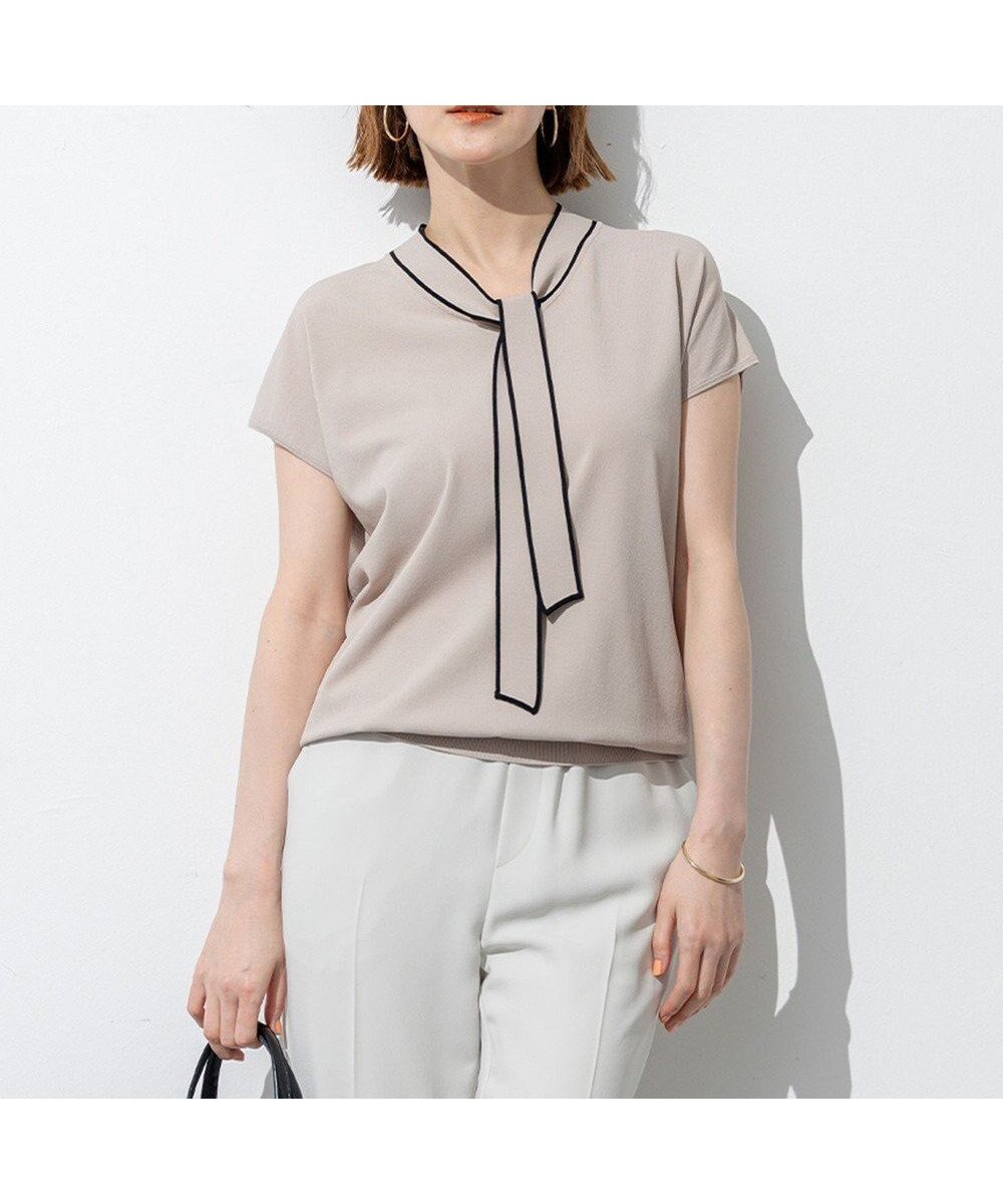 【23区/NIJYUSANKU】の【洗える】レーヨンポリエステルストレッチ ボウタイ ニット インテリア・キッズ・メンズ・レディースファッション・服の通販 founy(ファニー) 　ファッション　Fashion　レディースファッション　Fashion for Women　トップス・カットソー　Cut & Sew Tops　ニット　Knit Tops & Sweaters　インナー　Innerwear　春　Spring　洗える　Machine Washable　ストレッチ　Stretch, Stretchy Fabric　セーター　Sweater, Knitwear　定番　Standard, Basic Item　人気　Popular, Best Seller　ベーシック　Basic, Essential　S/S・春夏　SS, Spring/Summer, Warm Season　夏　Summer　エレガント 上品　Elegant　2025年　2025　2025春夏・S/S　Spring/Summer 2025 SS25　ベージュ系|ID: prp329100004845719 ipo3291000000035341492
